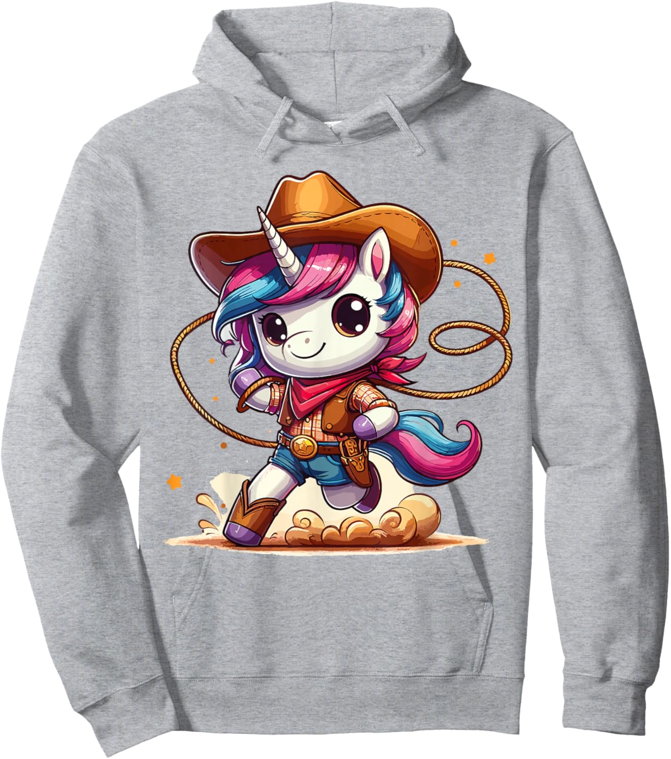 Western Rodeo Cowboy Hat Unicorn Texas Animals Hoodie - Hoodie | Ash