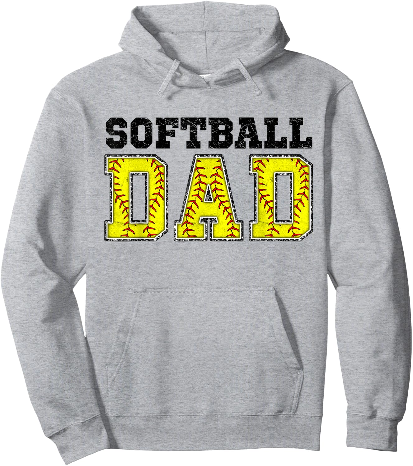 Softball Dad Happy Father's Day Men Wife Daughter Girl Kids Hoodie - Hoodie | Ash