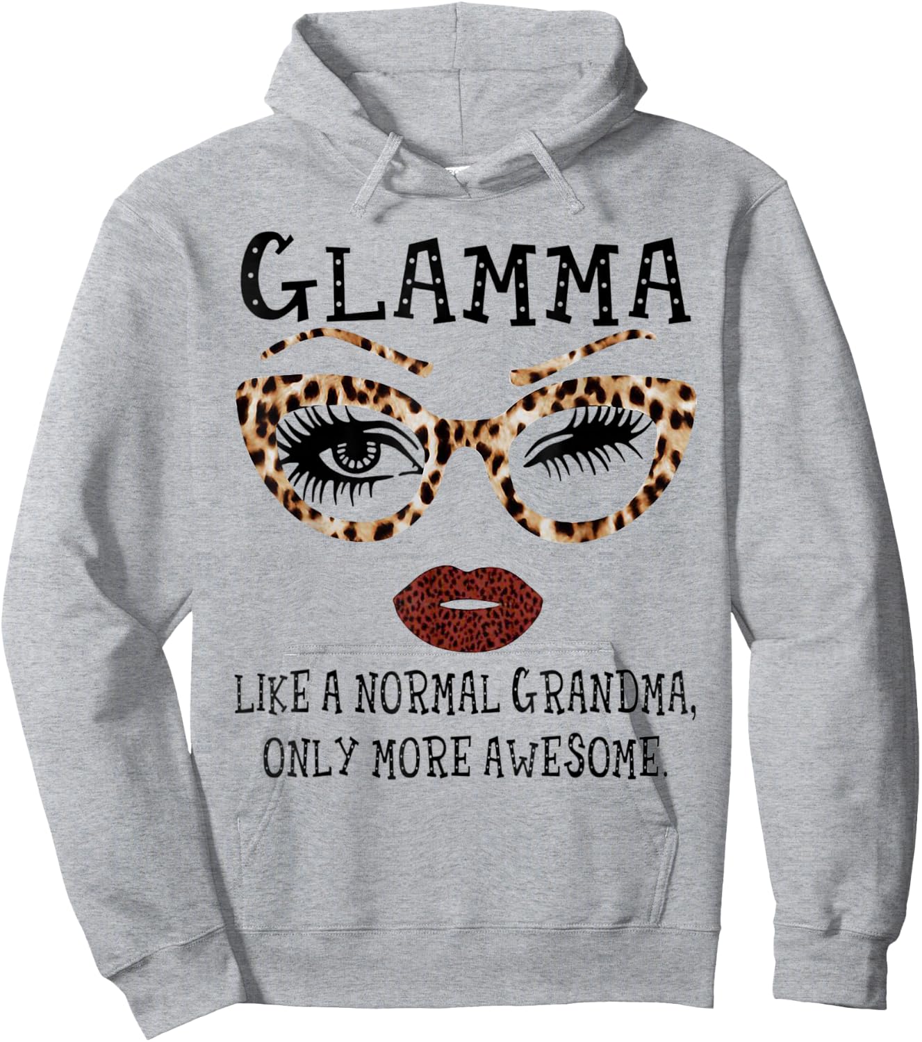Glamma Like A Normal Grandma Glasses Leopard Style Face Hoodie - Hoodie | Ash