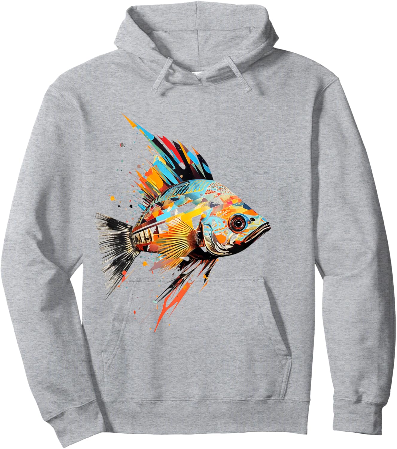 Fish Animal Abstract Zoo Colorful Art Painting Fish Hoodie - Hoodie | Ash