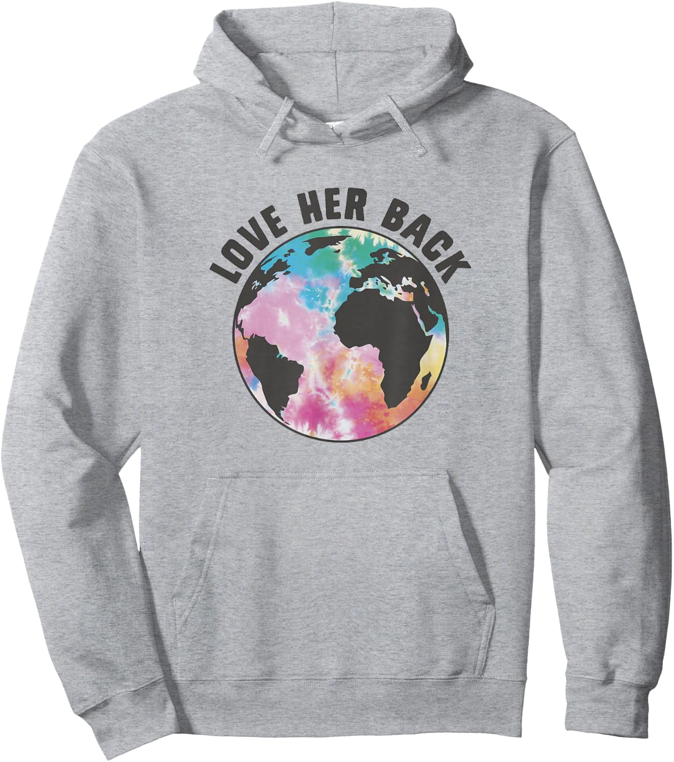 Earth Day Fifth Sun Love Her Back Tie-Dye Earth Portrait Hoodie - Hoodie | Ash
