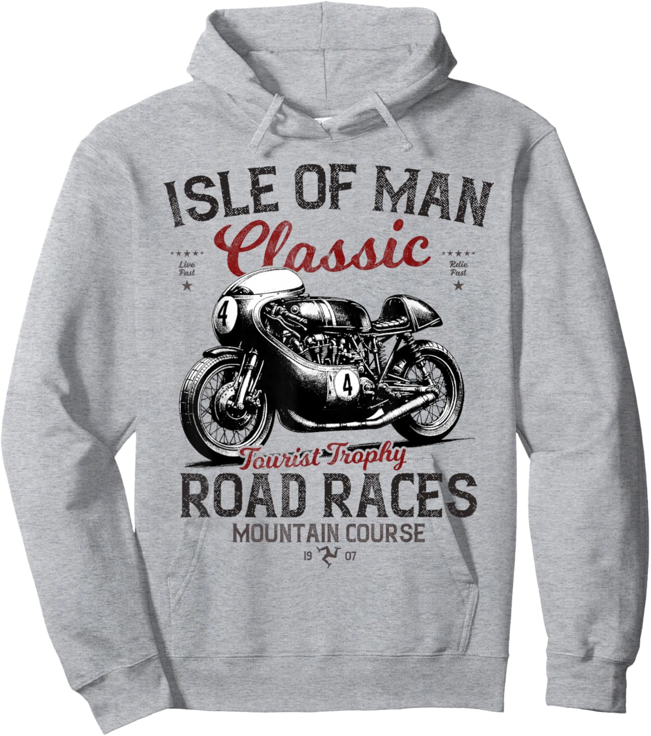 Retro Isle of Man TT Races Vintage Motorbike Race Hoodie - Hoodie | Ash