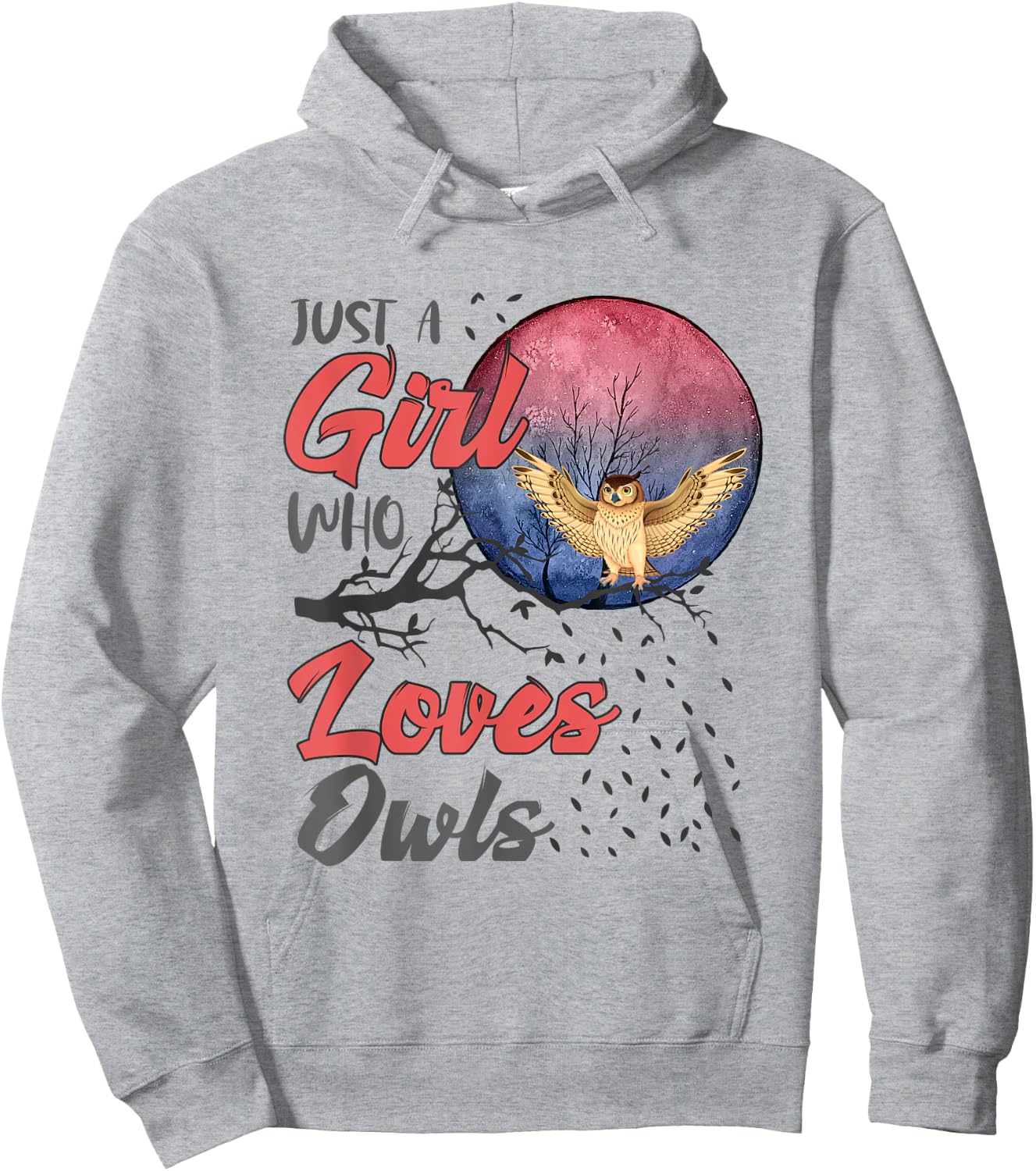 Cute Just a Girl Who Loves Owls Girls Women Bird Watchers Hoodie - Hoodie | Ash
