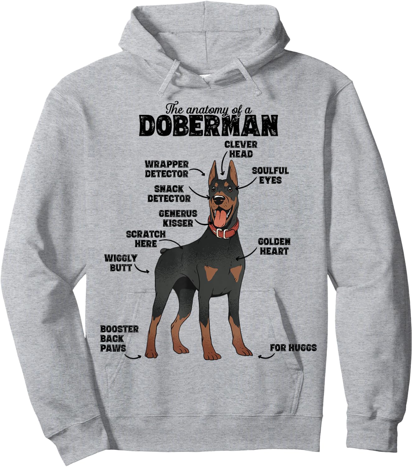 The Hilarious Anatomy of a Doberman Hoodie - Hoodie | Ash