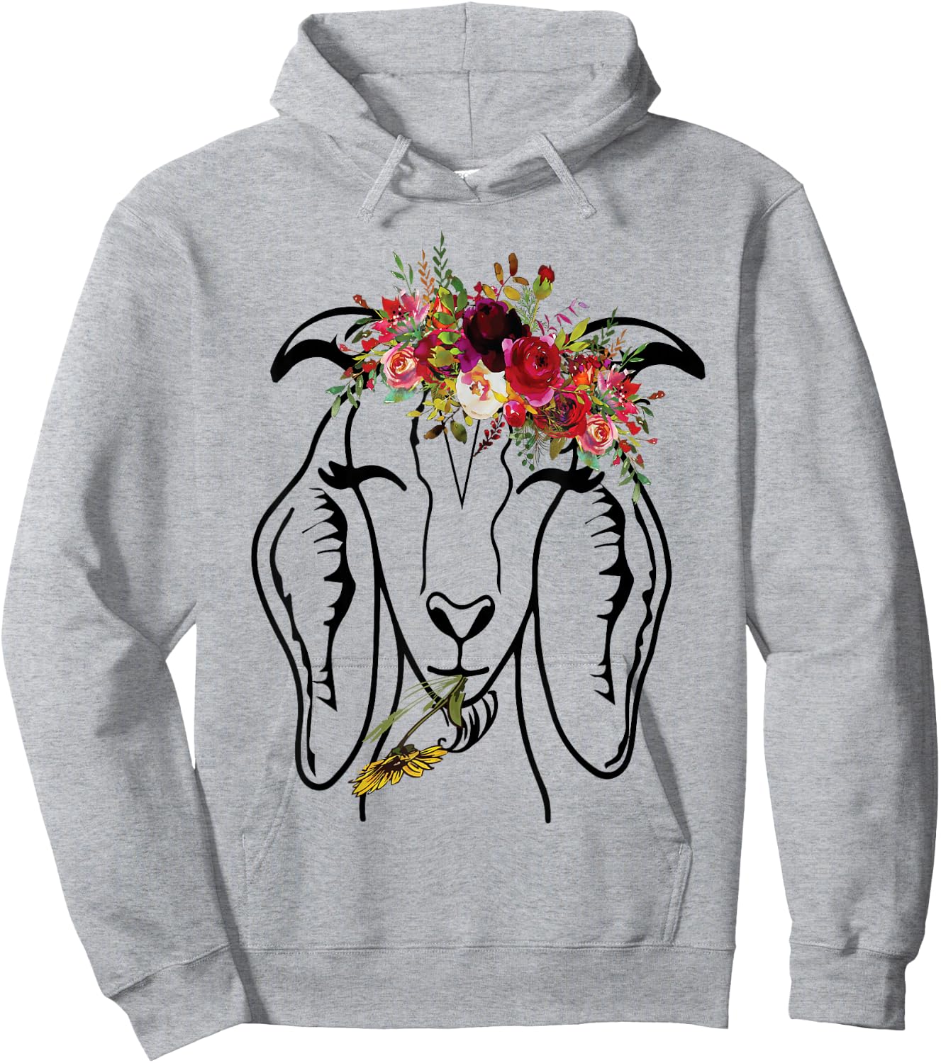 Goats Floral Bandana Headband - Farm Animal Goat Graphics Hoodie - Hoodie | Ash