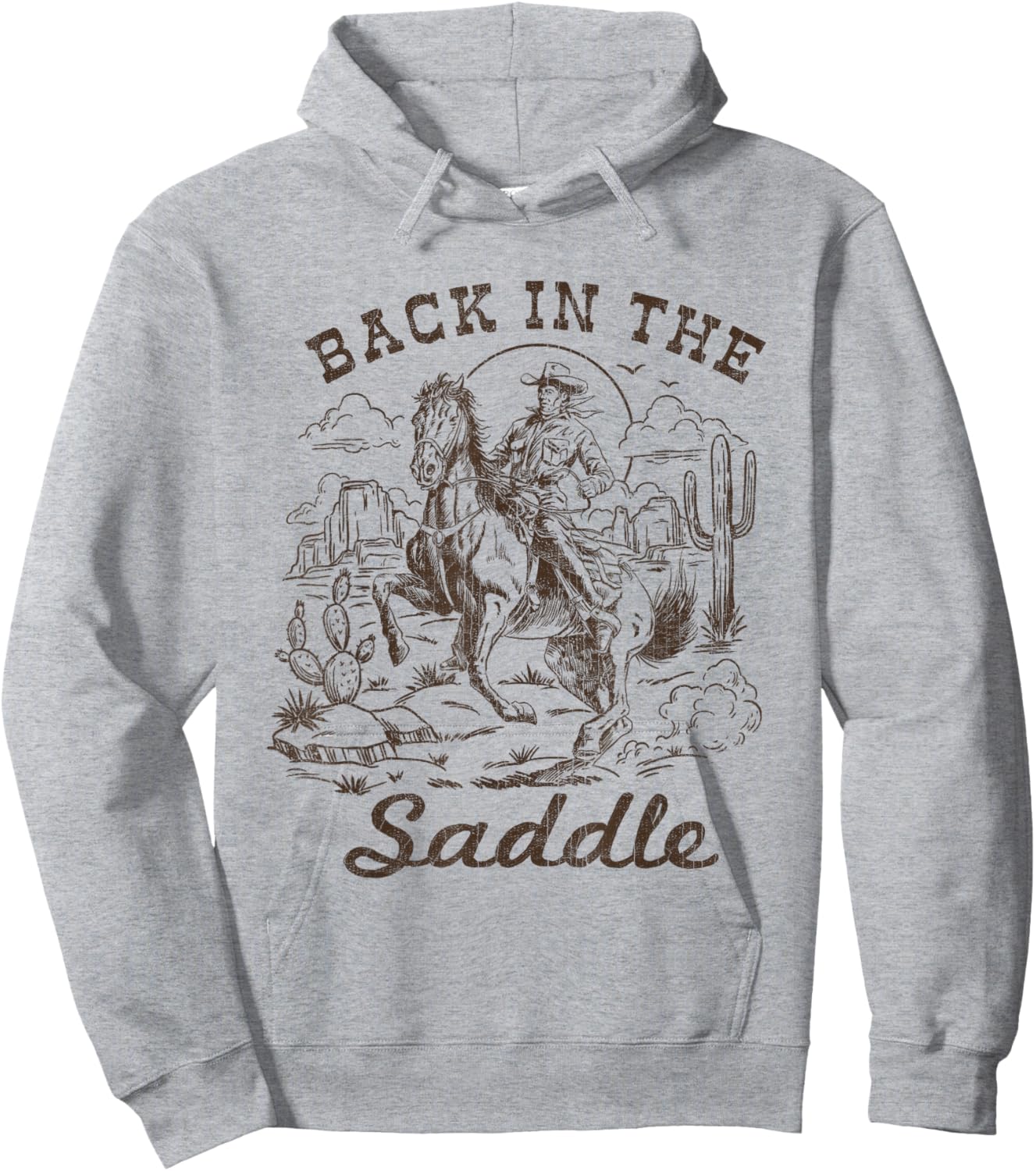 Back in the Saddle Western Retro Vintage Rodeo Horse Riding Hoodie - Hoodie | Ash