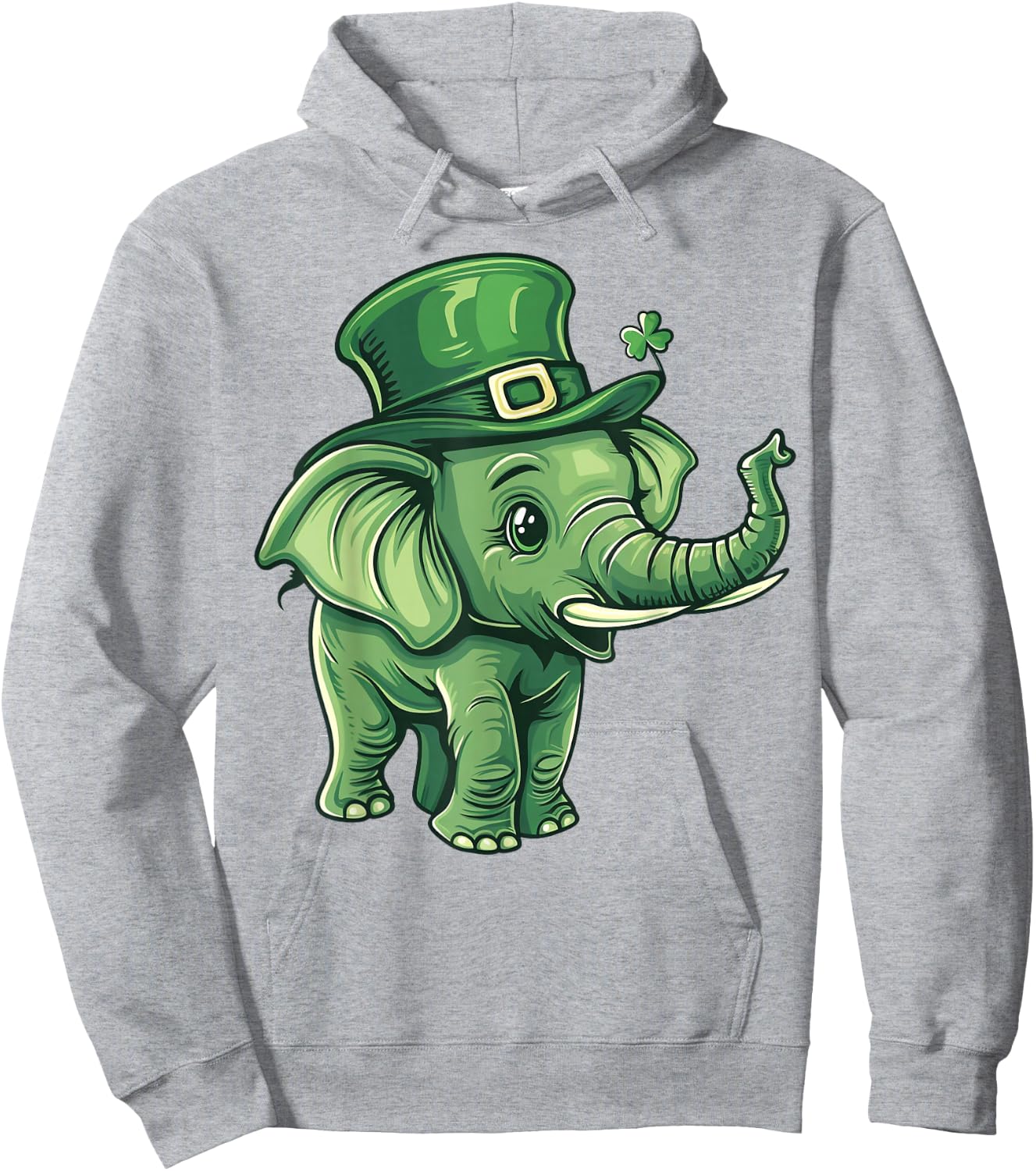 Elephant Shamrock Hat Saint Patricks Day Elephant Hoodie - Hoodie | Ash