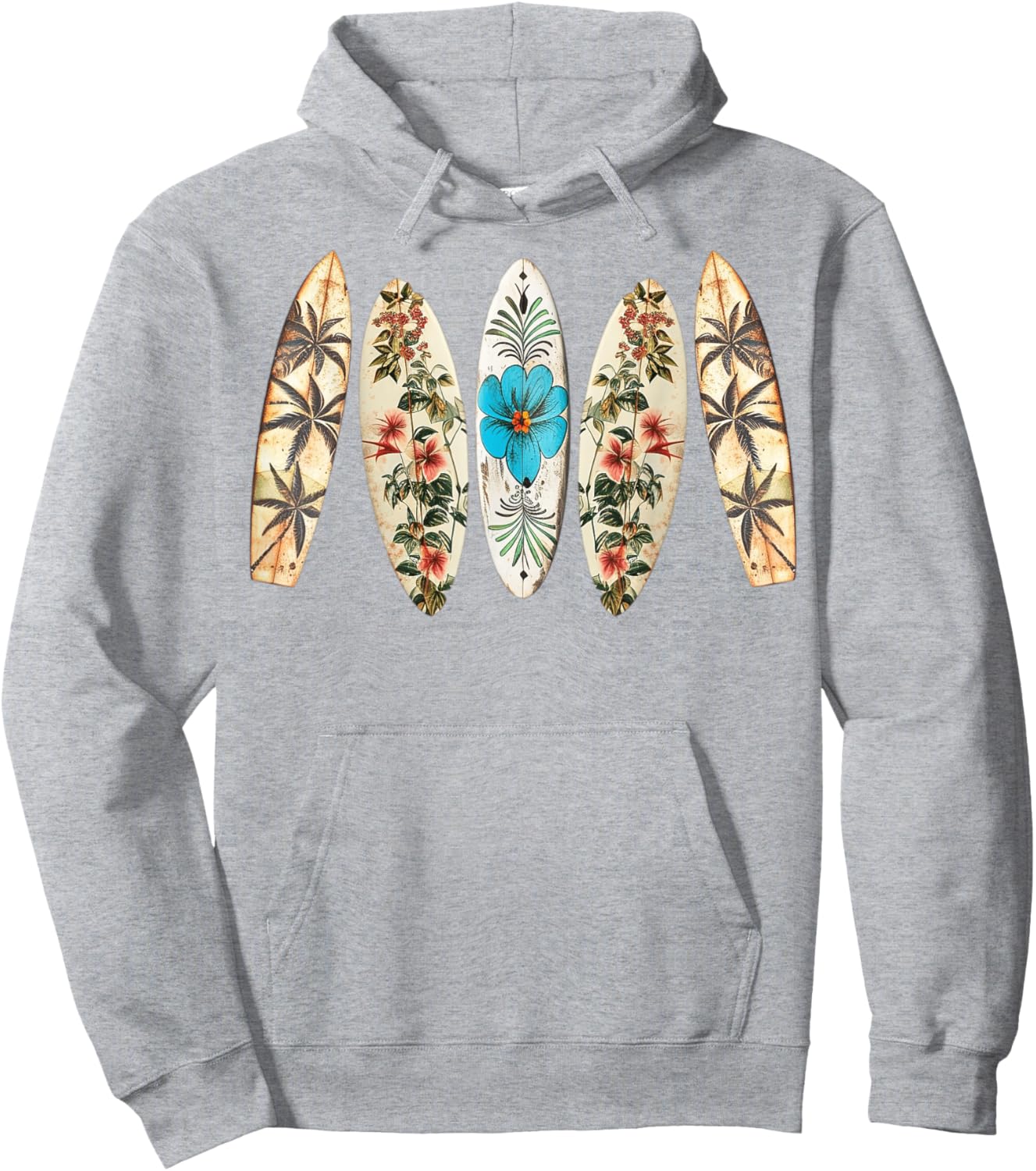 Surfing Surfboard Vintage Retro Surfboarder Beach Surfing Hoodie - Hoodie | Ash