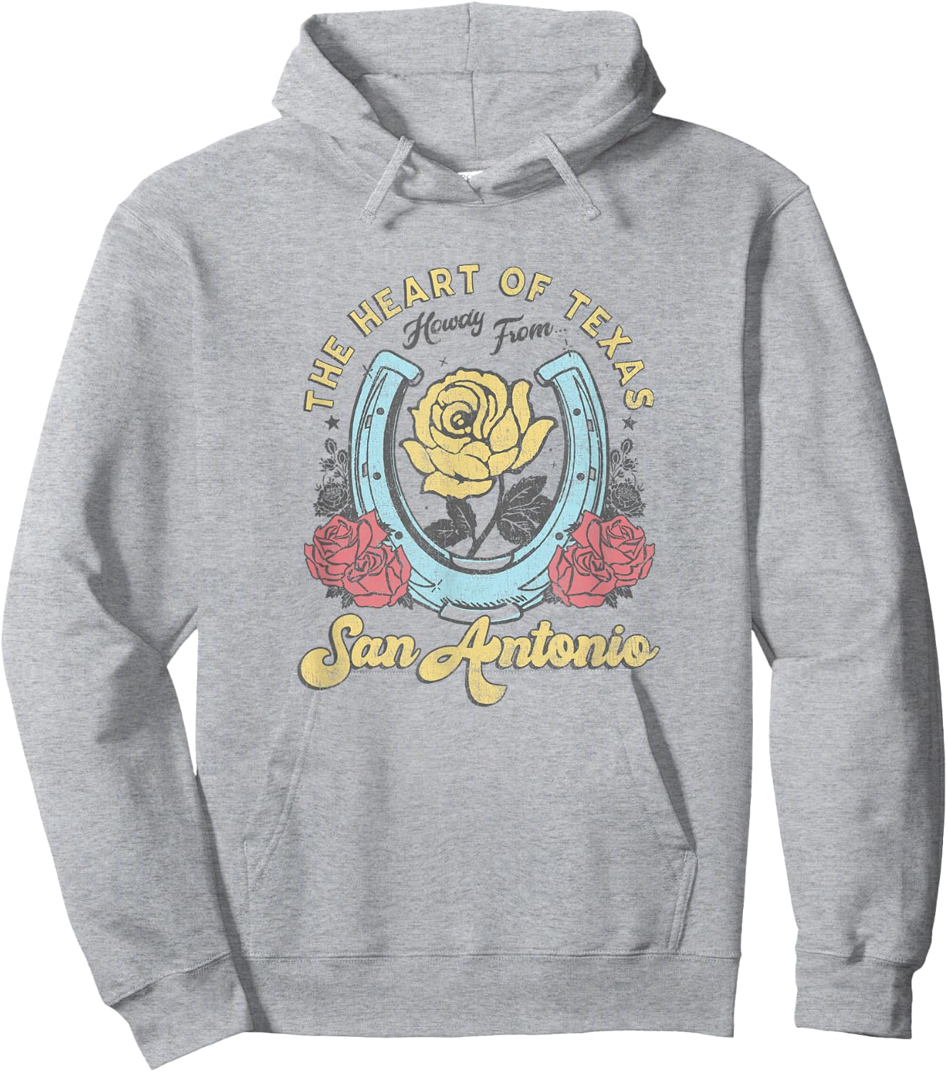 The Heart of Texas San Antonio Roses Horseshoe Hoodie - Hoodie | Ash
