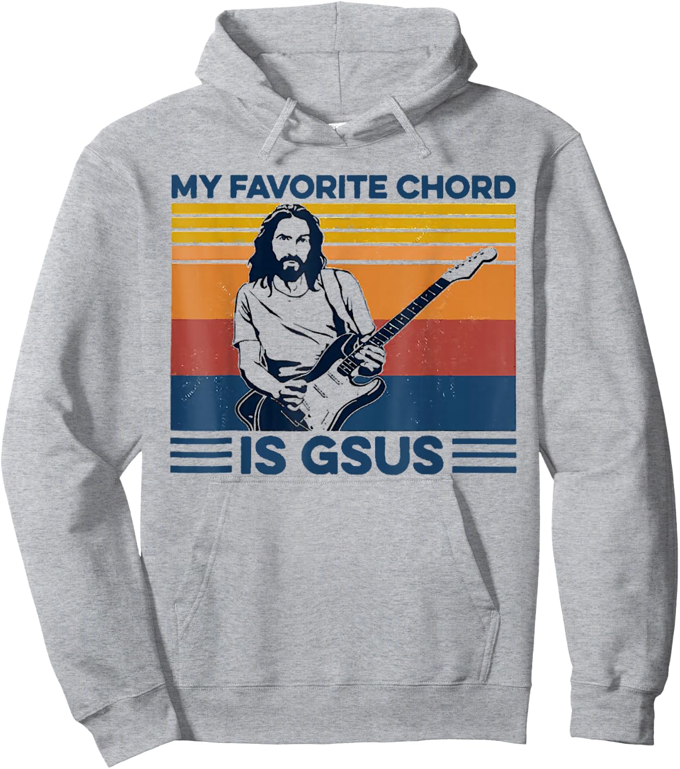 My Favorite Chord is Gsus Jesus Playing Guitar Vintage Hoodie - Hoodie | Ash