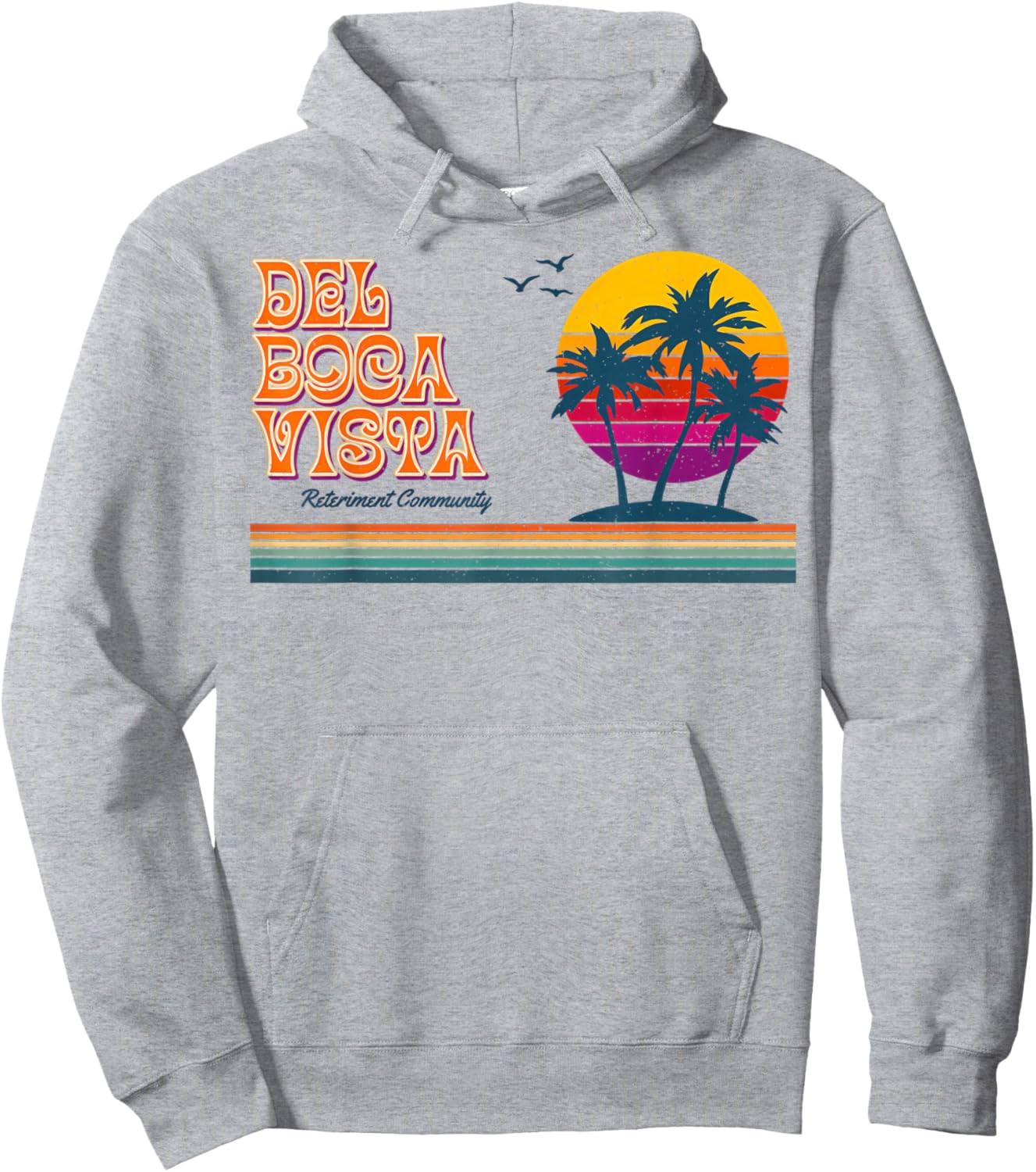 Vintage Del Boca Vista Sunset Palm trees Hoodie - Hoodie | Ash