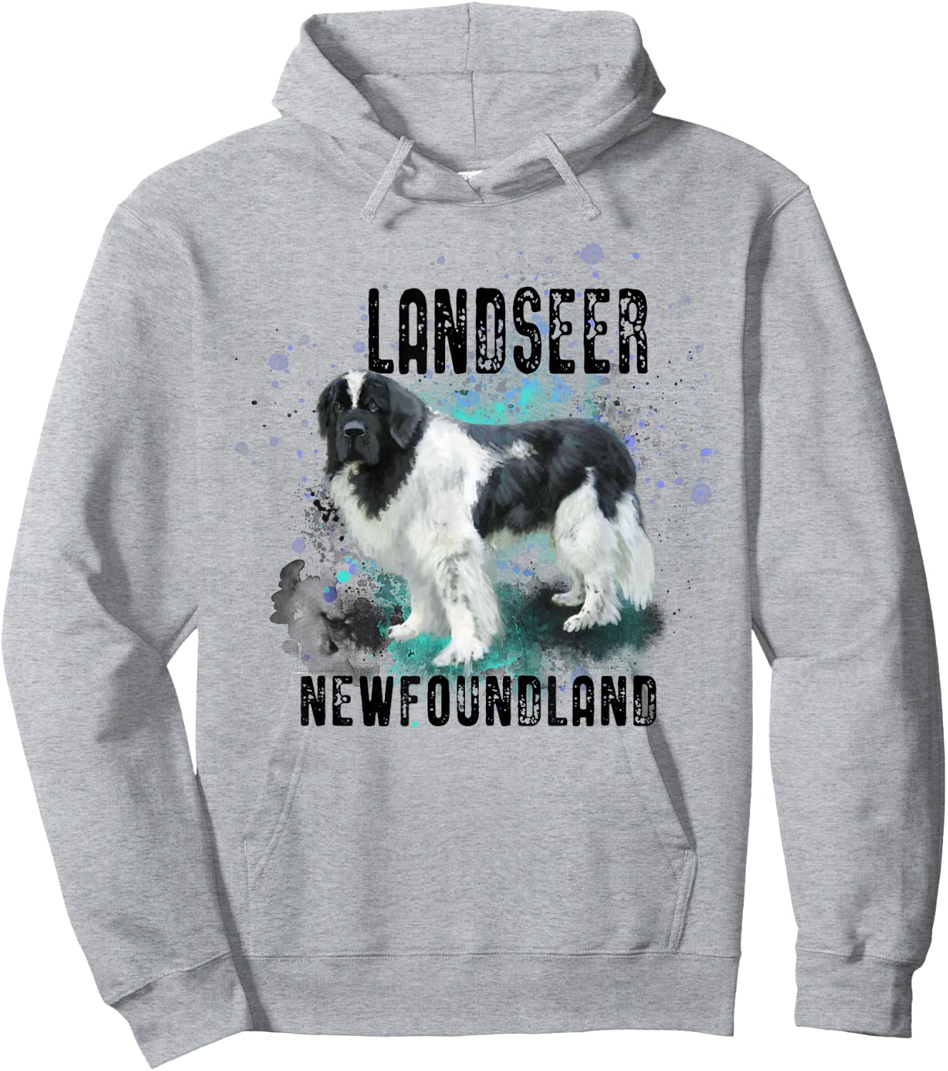 Brightly Painted Landseer Newfoundland Dog Breed Hoodie - Hoodie | Ash