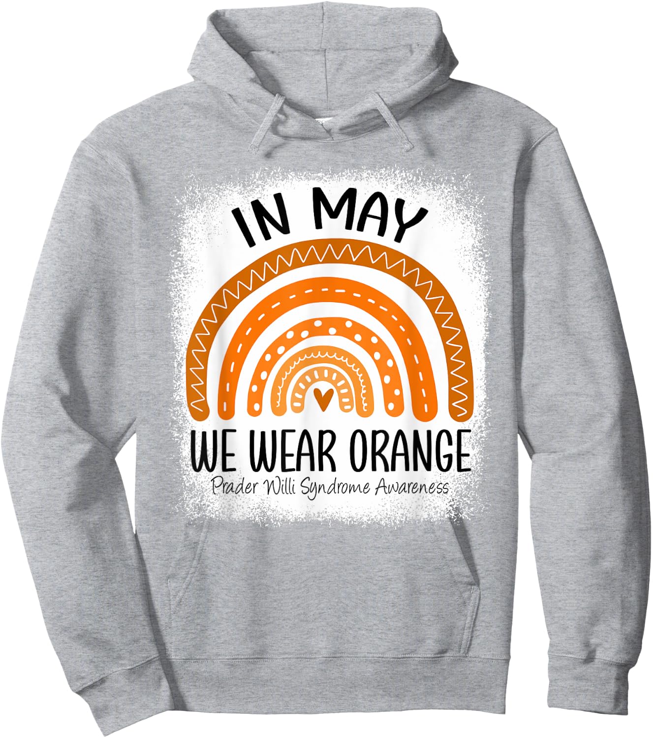 Rainbow May We Wear Orange Prader Willi Syndrome Awareness Hoodie - Hoodie | Ash