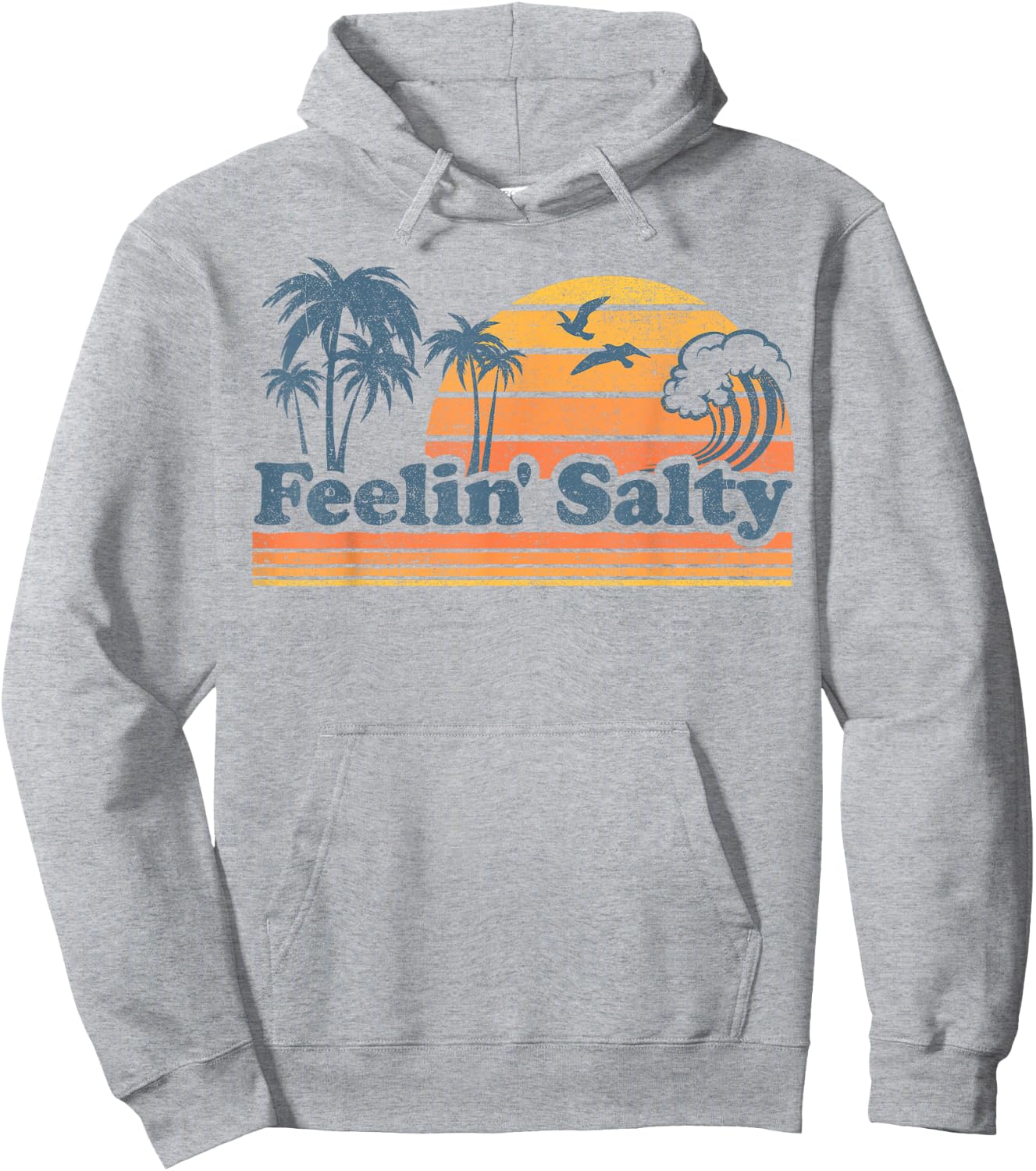 Funny Feelin Salty Beach Summer Vacation Vintage 70's Retro Hoodie - Hoodie | Ash