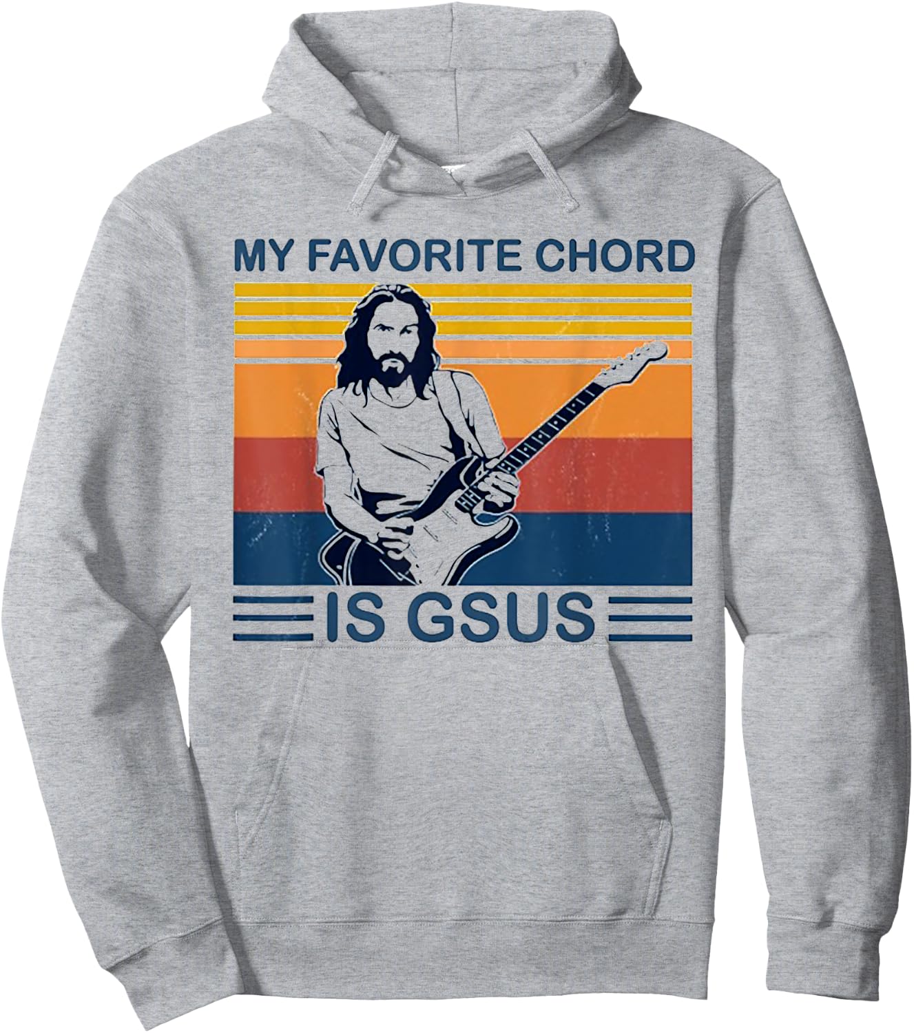 My Favorite Chord Is Gsus Jesus Play Guitar Retro Vintage Hoodie - Hoodie | Ash