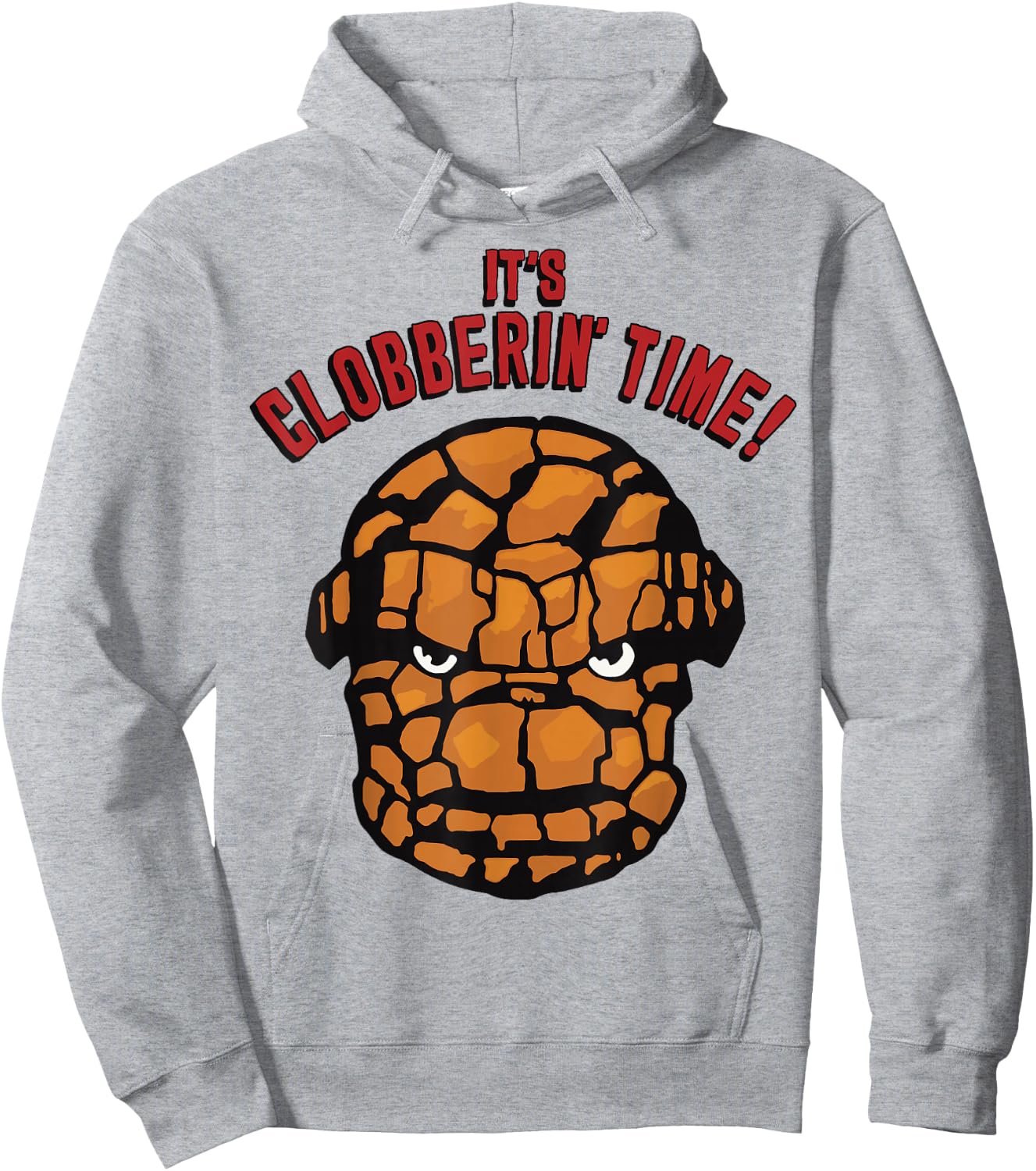 Marvel Fantastic Four The Thing It's Clobberin' Time Face Hoodie - Hoodie | Ash