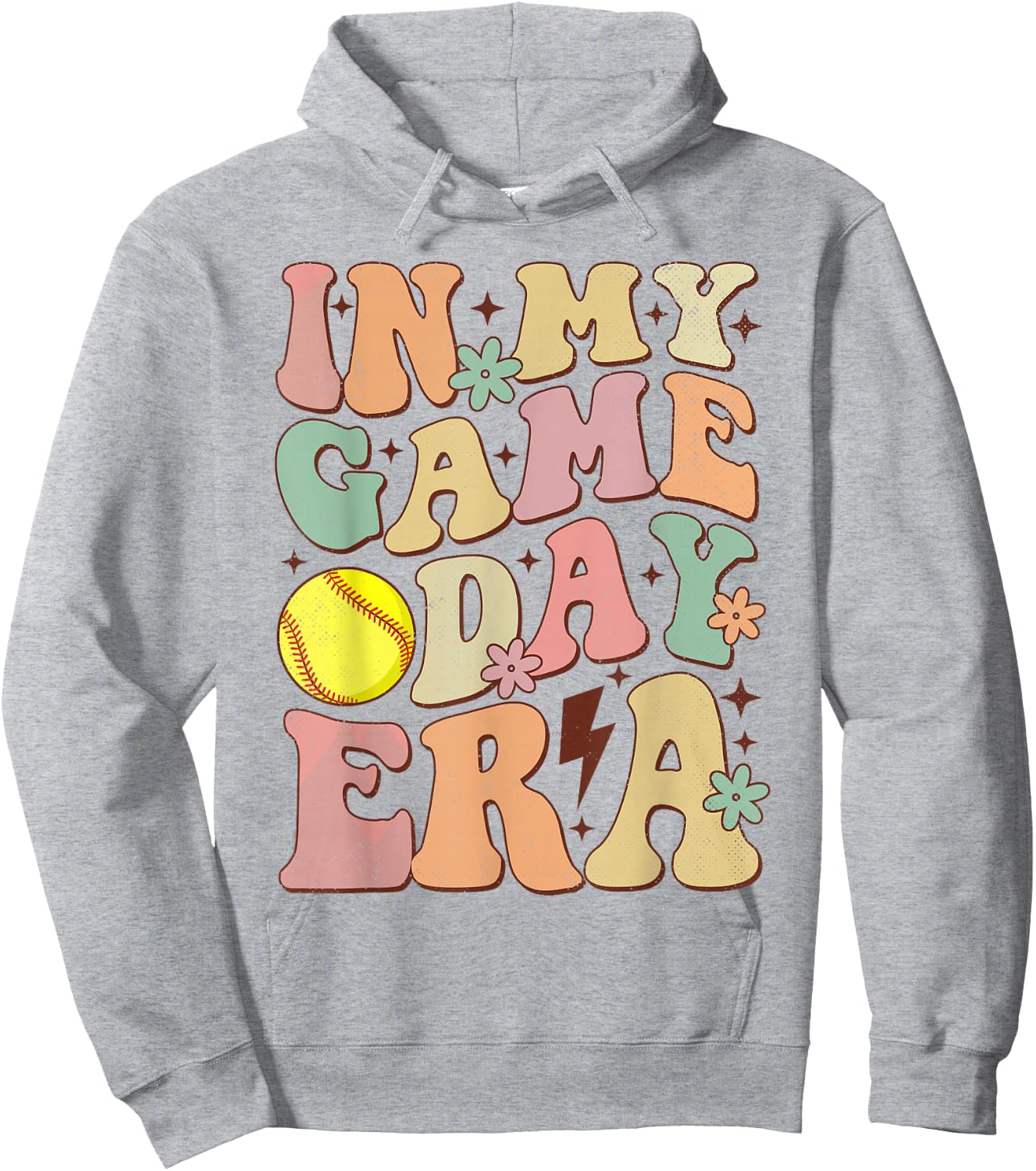 Groovy In My Game Day Era Softball Game Day Vibes Women Girl Hoodie - Hoodie | Ash