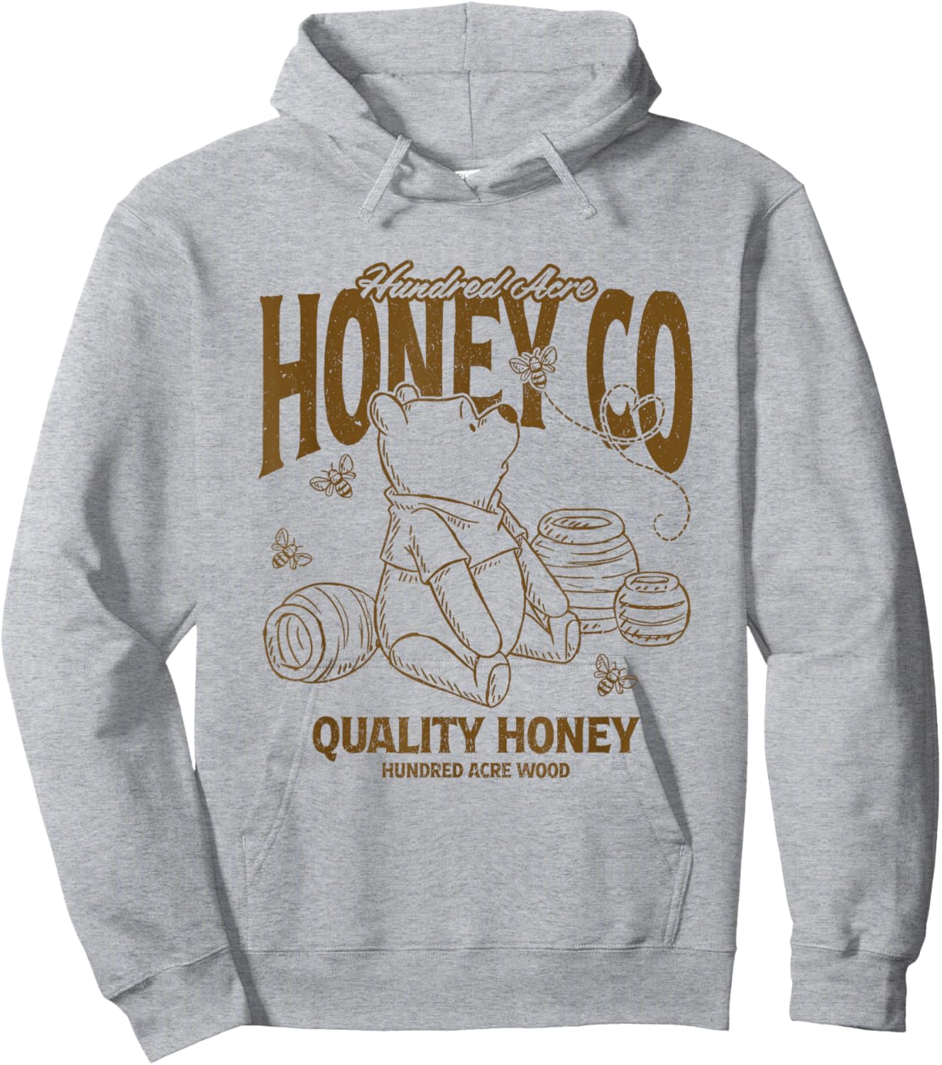 Disney Winnie the Pooh Hundred Acre Honey Co Big Chest Logo Hoodie - Hoodie | Ash