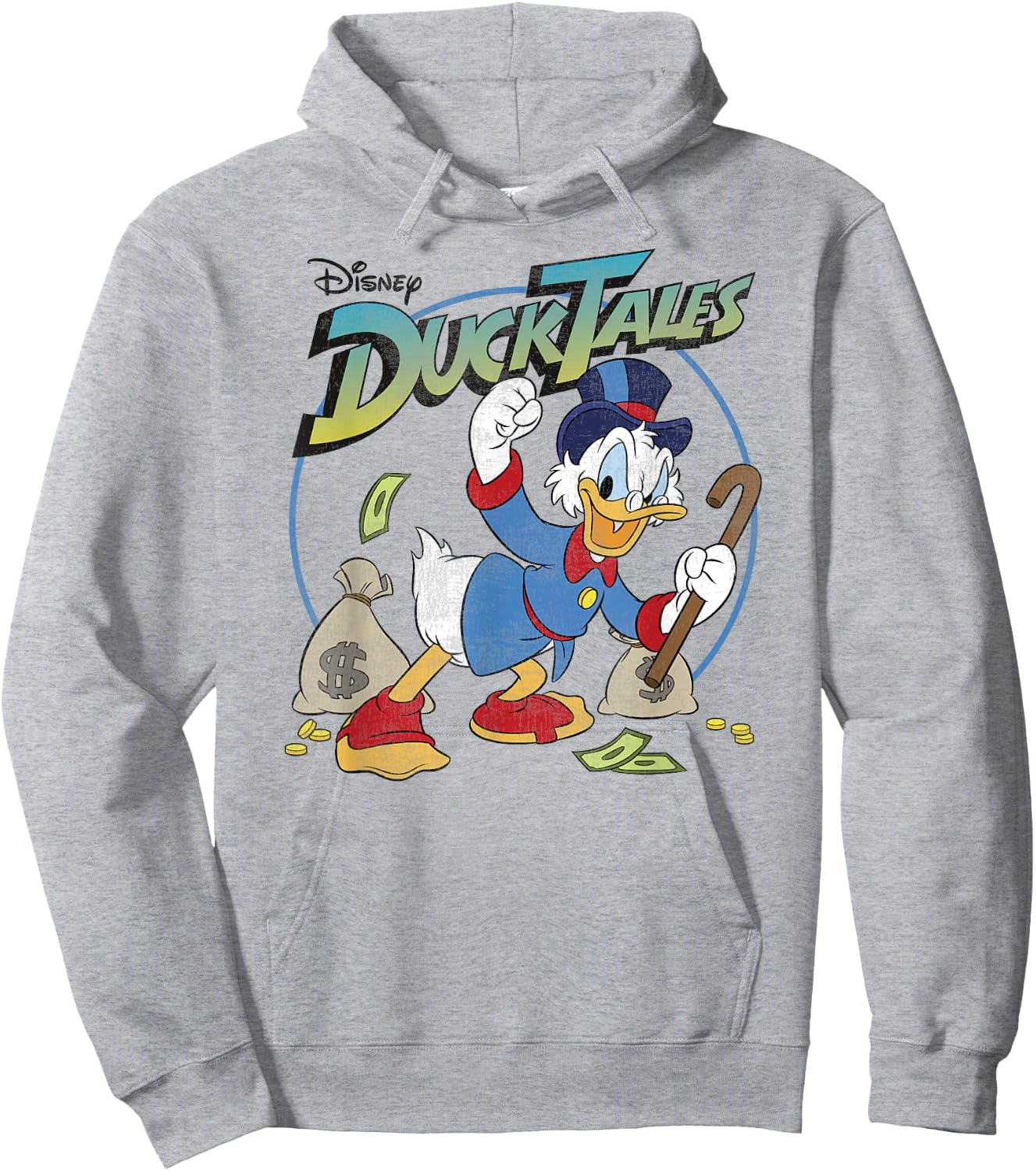 Disney DuckTales Scrooge McDuck With Money Bags Logo Hoodie - Hoodie | Ash