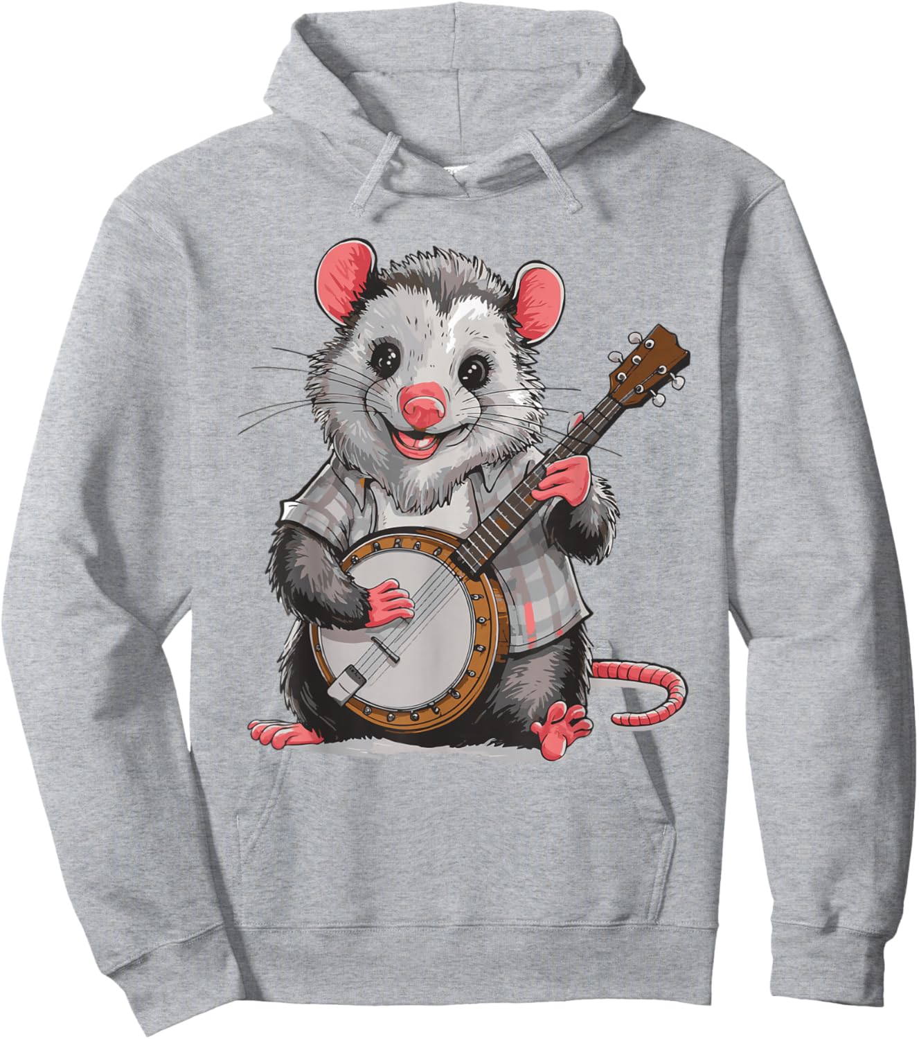 Opossum Playing Banjo Hoodie - Hoodie | Ash