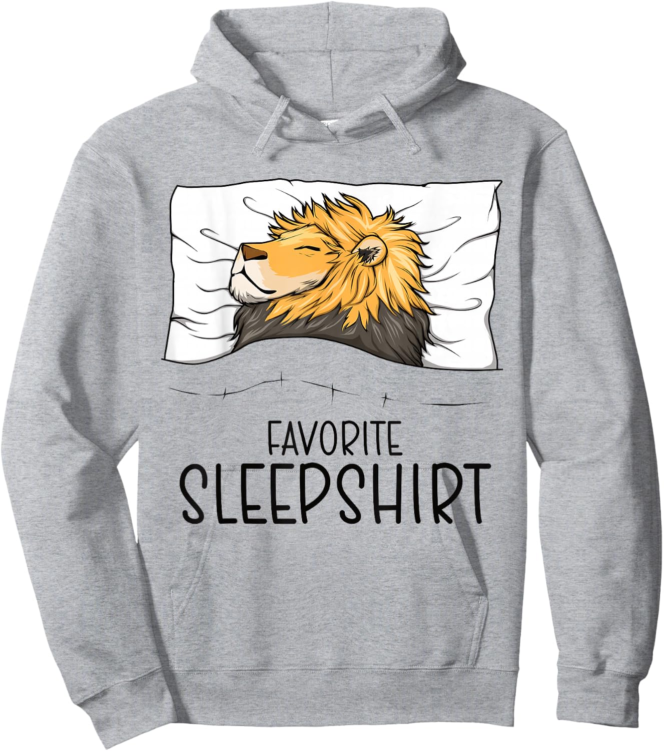 Favorite Sleepshirt Lion, Napping Lion Pajama Hoodie - Hoodie | Ash