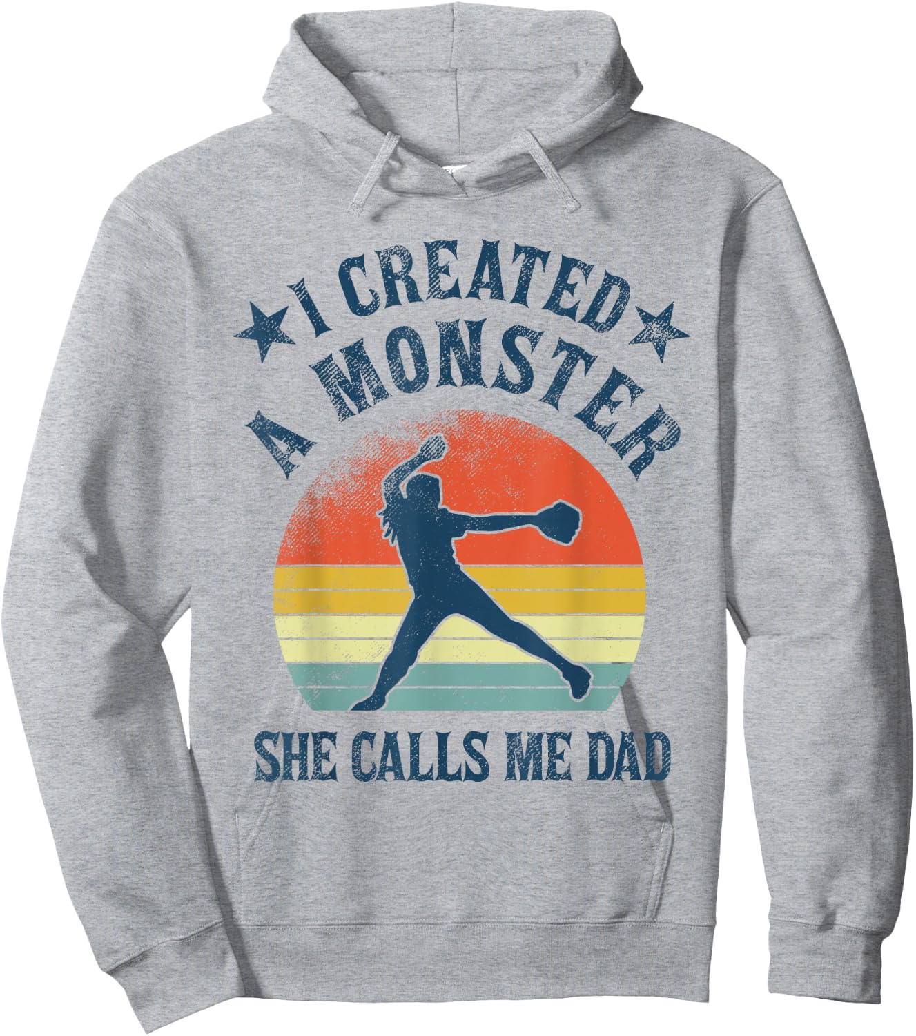 Proud Softball Dad - I created a monster she calls me dad Hoodie - Hoodie | Ash