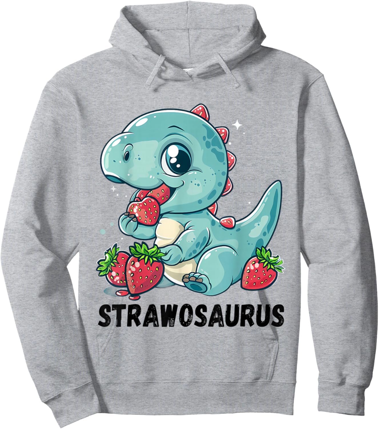 Strawberry Dinosaur Cute Dino Strawberries T-Rex Drawing Hoodie - Hoodie | Ash