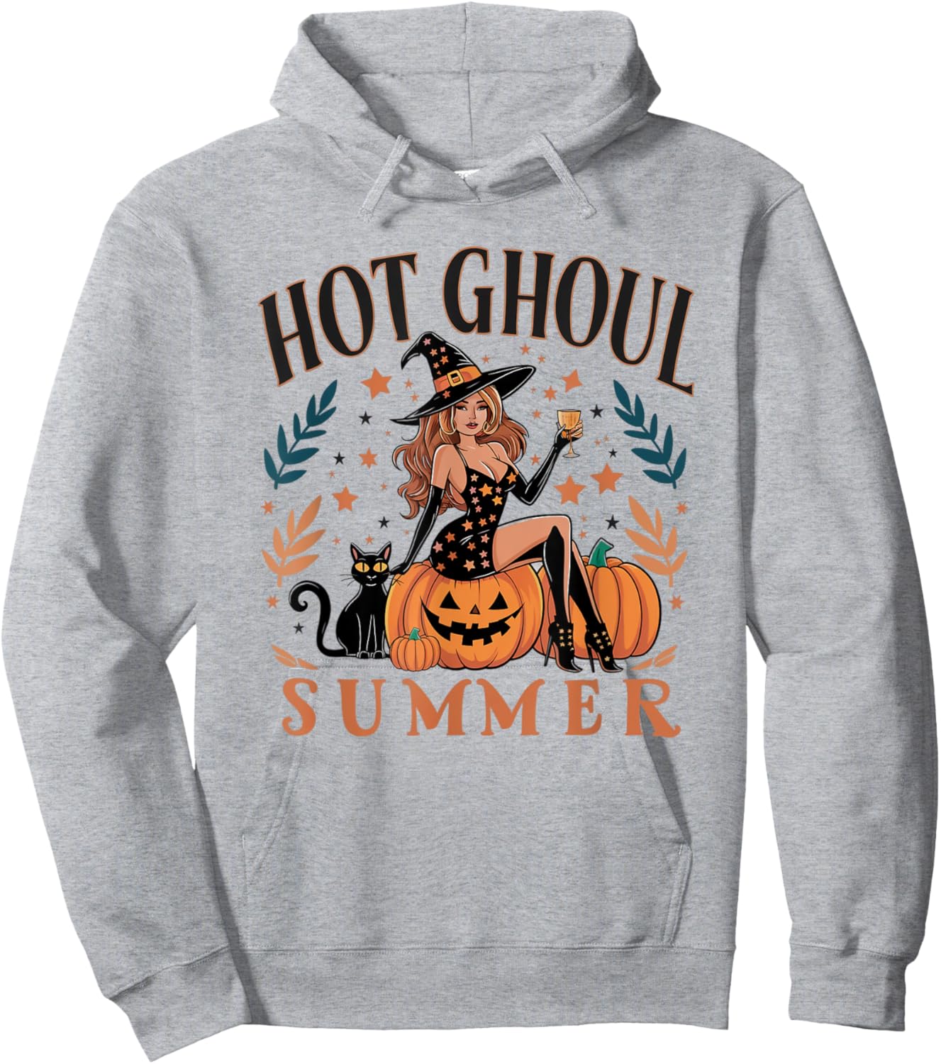 Hot Ghoul Summer Funny Witch Gothic Spooky Retro Halloween Hoodie - Hoodie | Ash