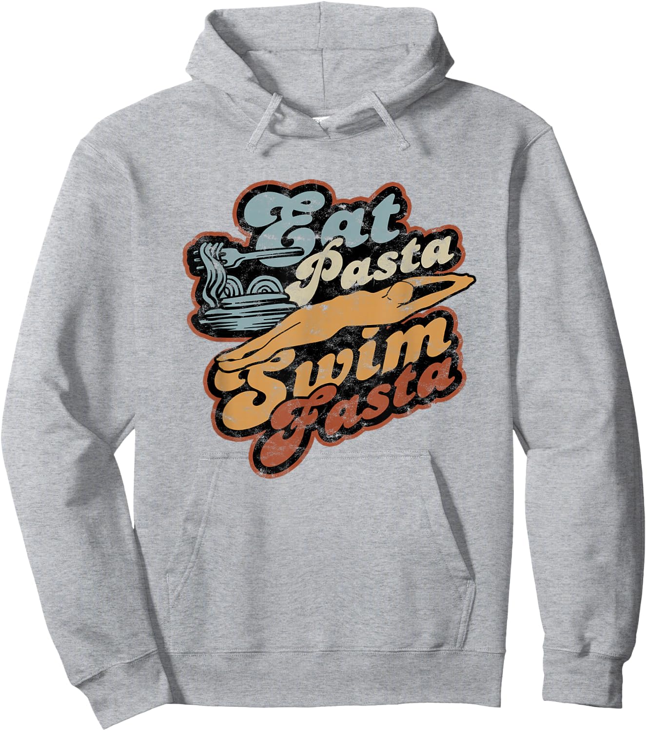 Eat Pasta Swim Fasta Swimmer - Vintage Swimming Hoodie - Hoodie | Ash