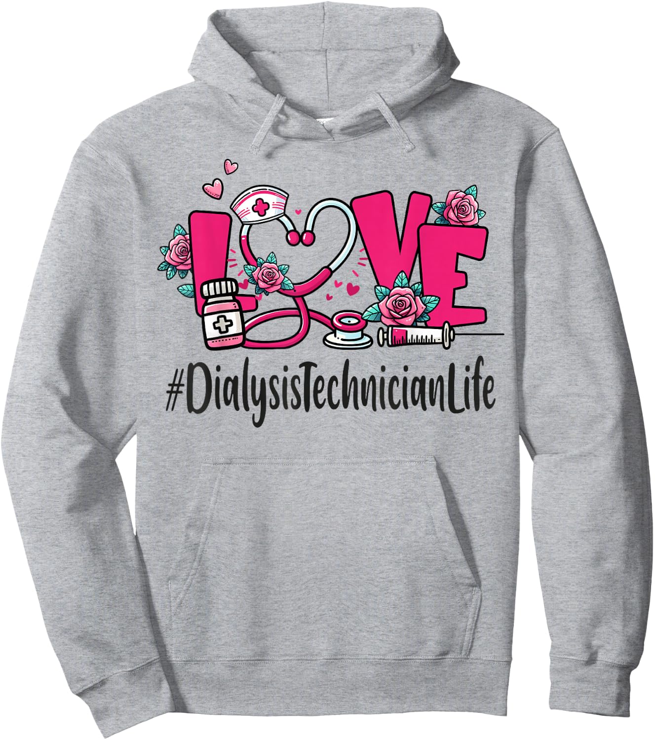 Dialysis Technician Love Valentines Day Cute Appreciation Hoodie - Hoodie | Ash
