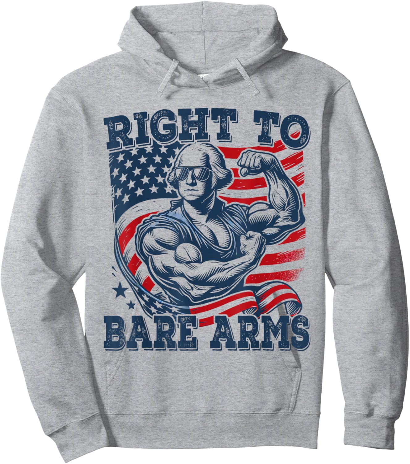 Right To Bare Arms Funny 4th of July Patriotic Workout Women Men Hoodie - Hoodie | Ash