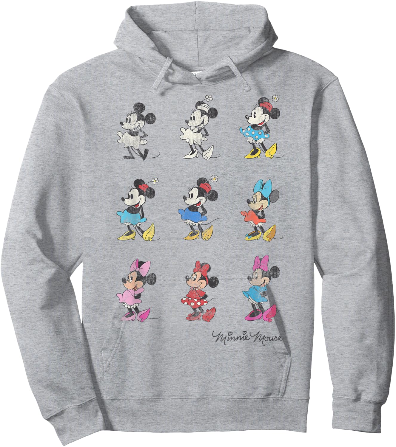 Disney Mickey And Friends Minnie Mouse Through The Years Short Sleeve ,Small Hoodie - Hoodie | Ash