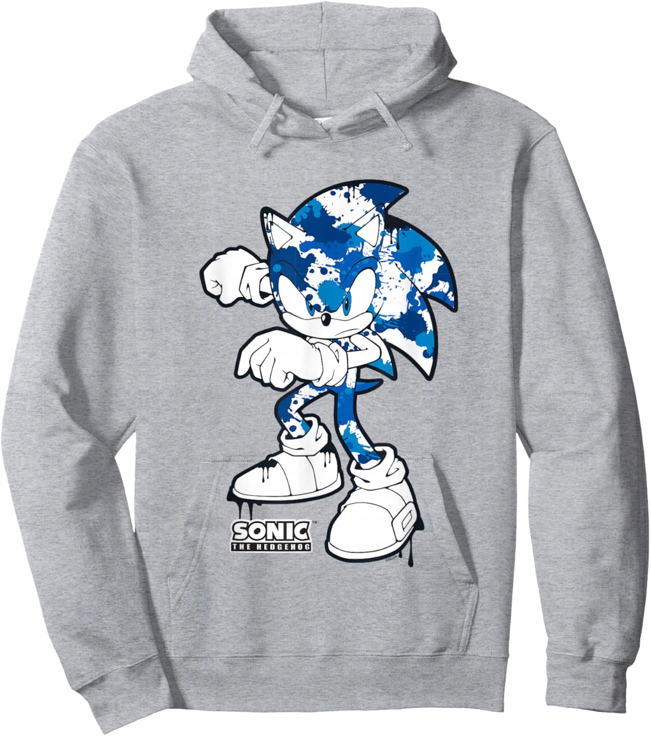 Sonic The Hedgehog Dripping Paint Urban Style Portrait Hoodie - Hoodie | Ash
