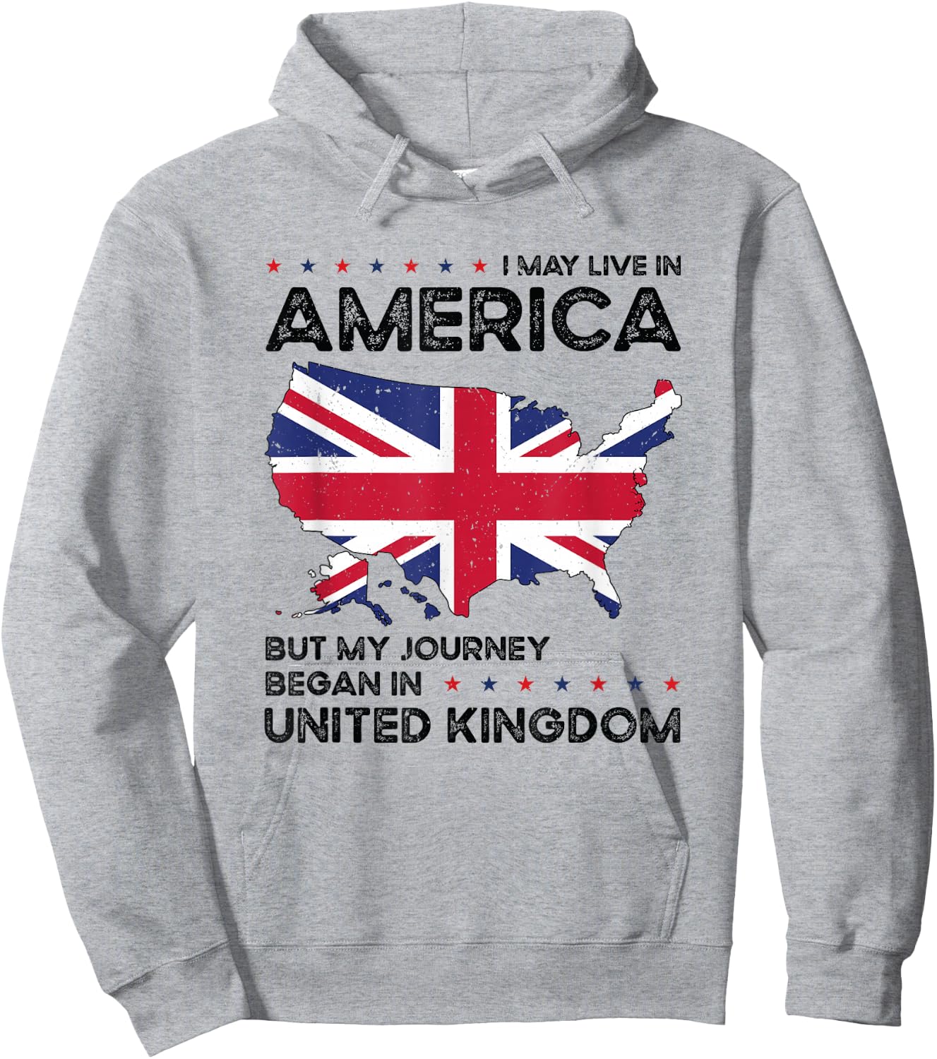 British American Patriot USA Grown United Kingdom UK US Flag Hoodie - Hoodie | Ash