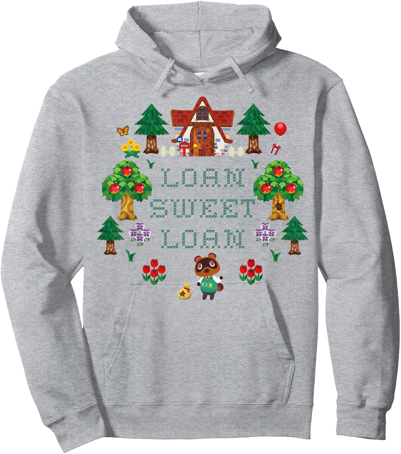 Animal Crossing Loan Sweet Loan Traditional Stitch Logo Hoodie - Hoodie | Ash