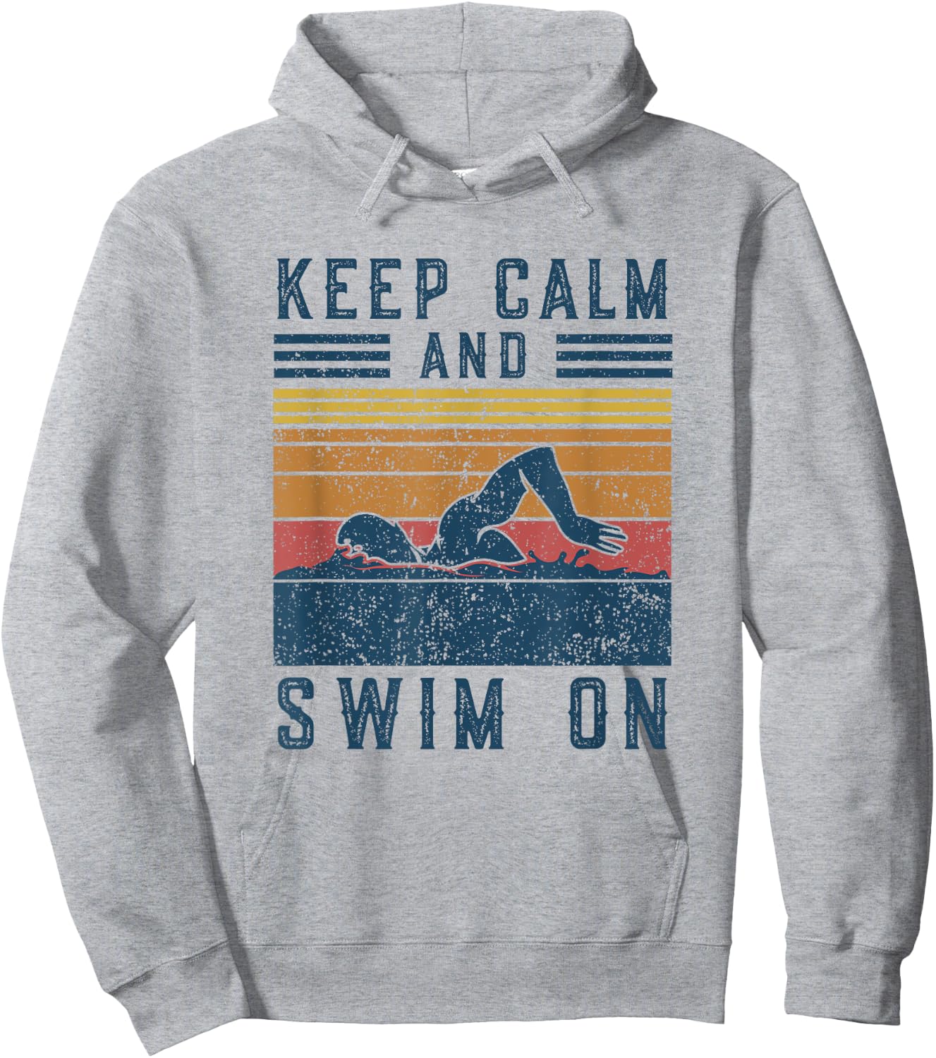 Funny Saying Vintage Keep Calm and Swim On Swimming Hoodie - Hoodie | Ash