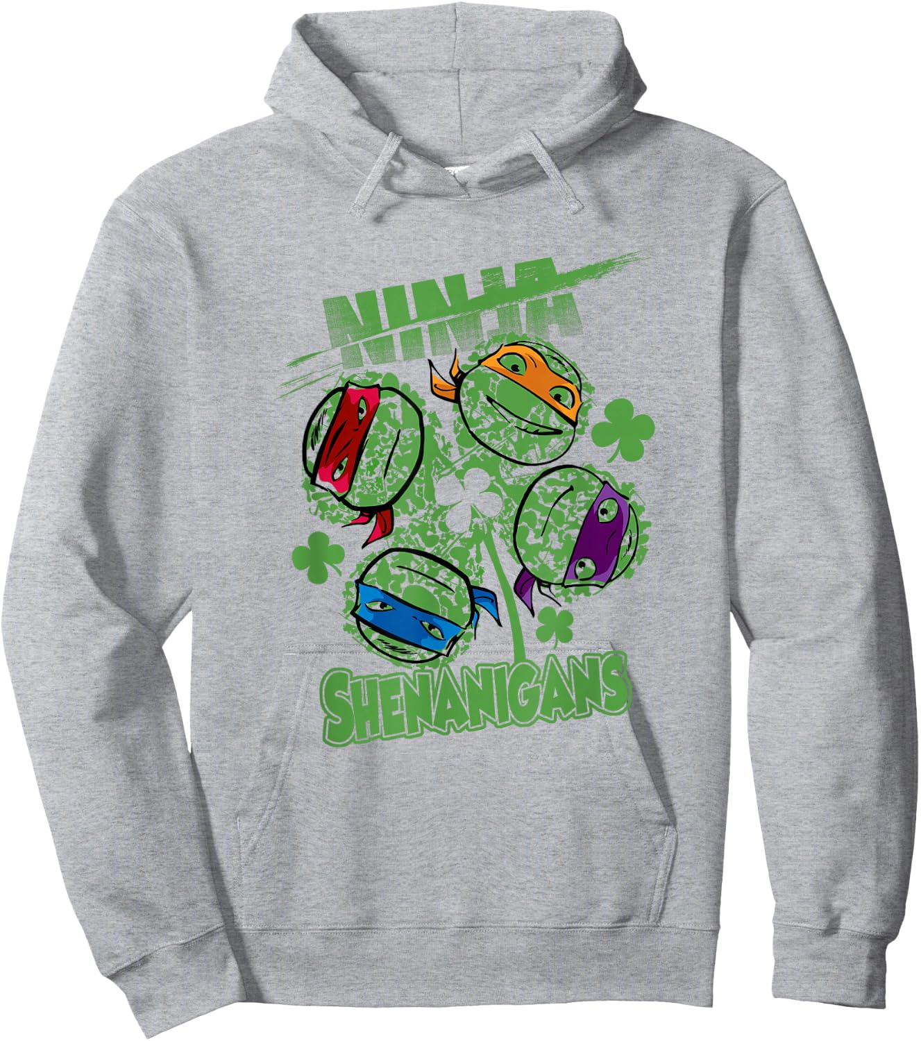 Teenage Mutant Ninja Turtles St. Patrick's Day Clover Faces Hoodie - Hoodie | Ash