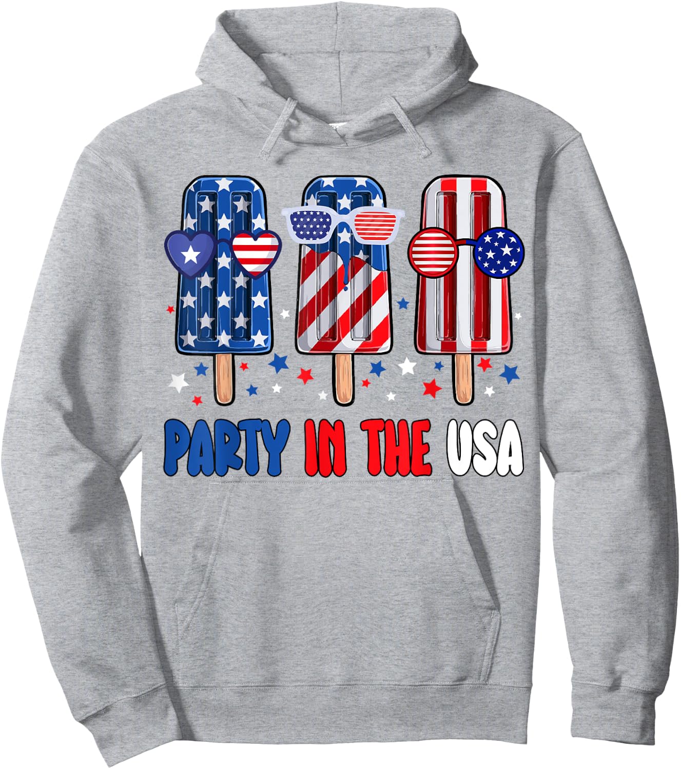 Party In The USA Popsicle American Flag Kids Girls Boys Hoodie - Hoodie | Ash