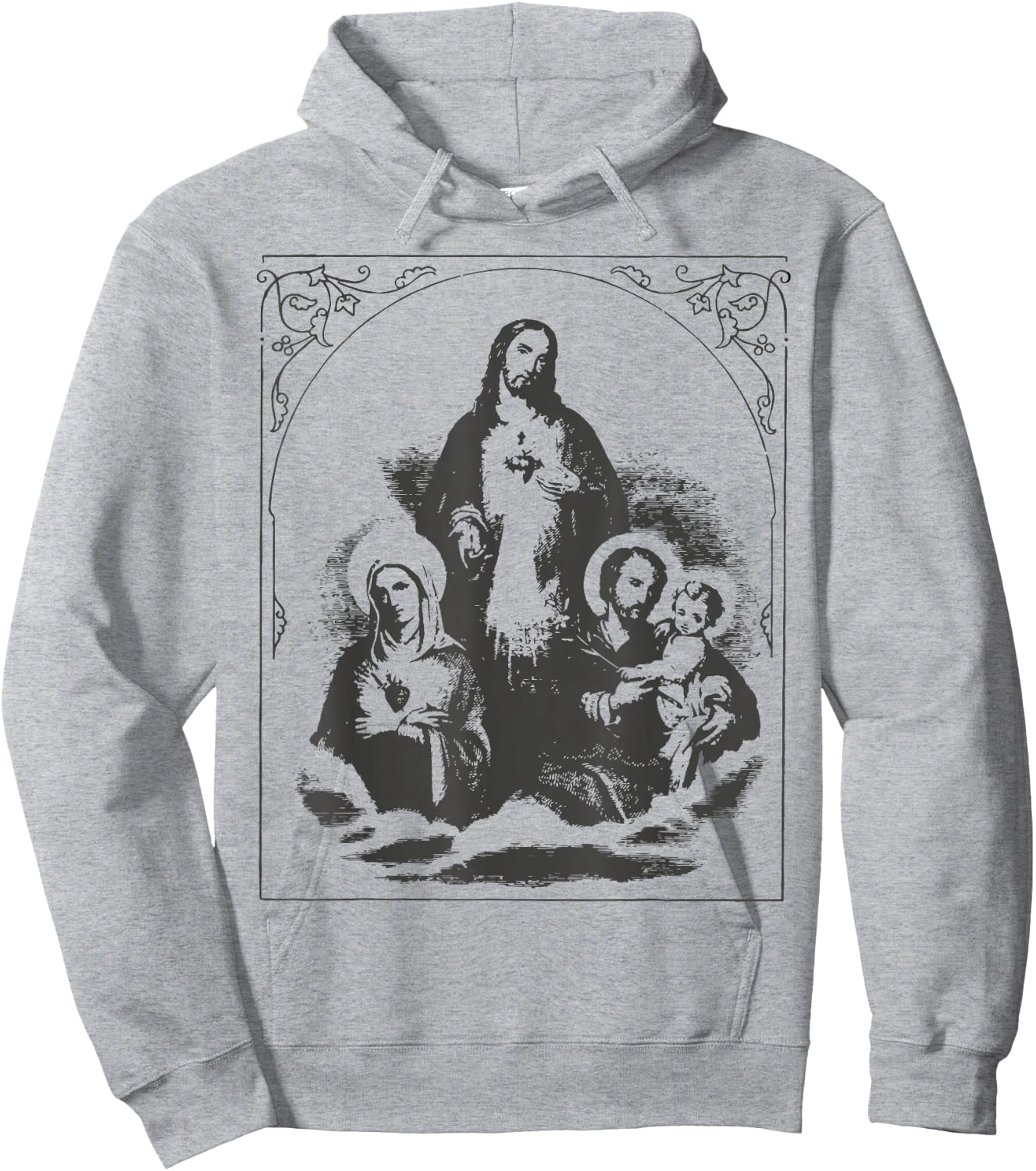 Holy Image Catholic Sagrada Family Familia Joseph Mary Jesus Hoodie - Hoodie | Ash