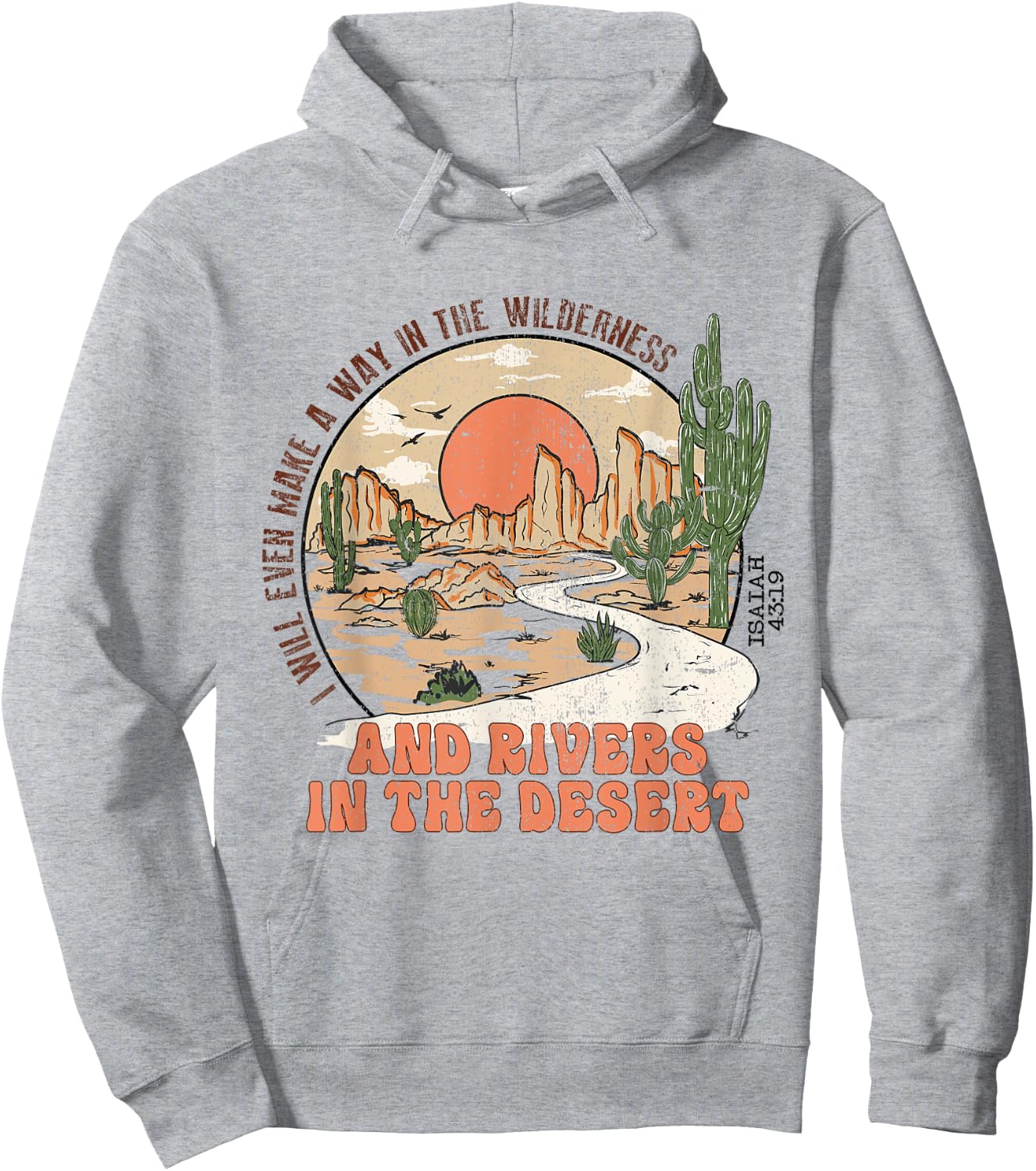 Retro Vintage Isaiah 43:19 I Will Make a Way Christian Jesus Hoodie - Hoodie | Ash