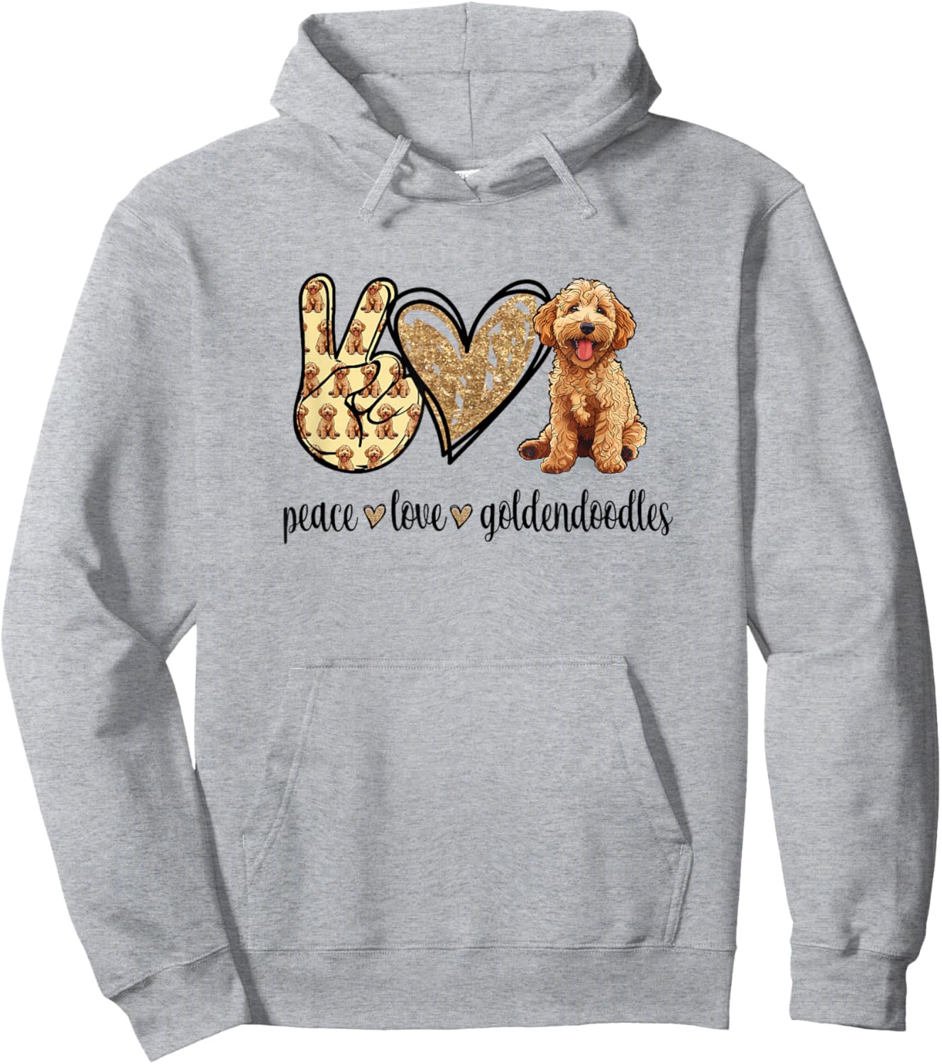 Funny Cute Girls Kids Peace Love Goldendoodles Lover Hoodie - Hoodie | Ash