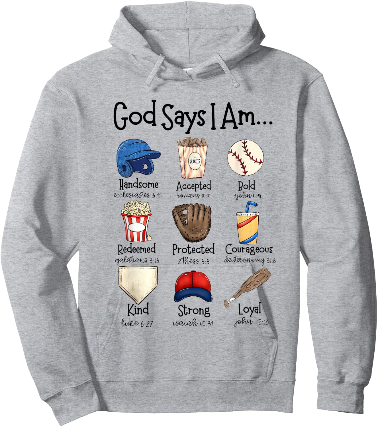 God Says I Am Baseball Christian Jesus Bible Verse Religious Hoodie - Hoodie | Ash