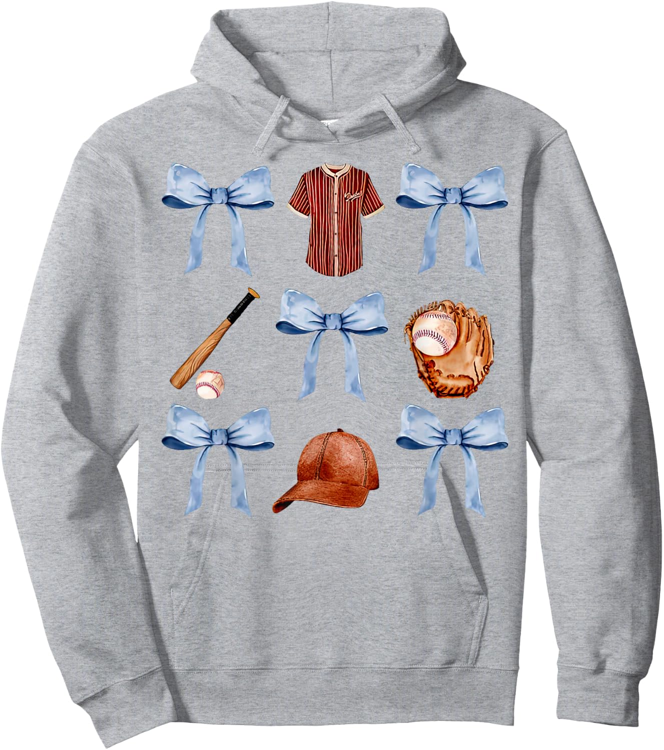 Baseball Coquette Bow Mothers Day Baseball Mama Hoodie - Hoodie | Ash