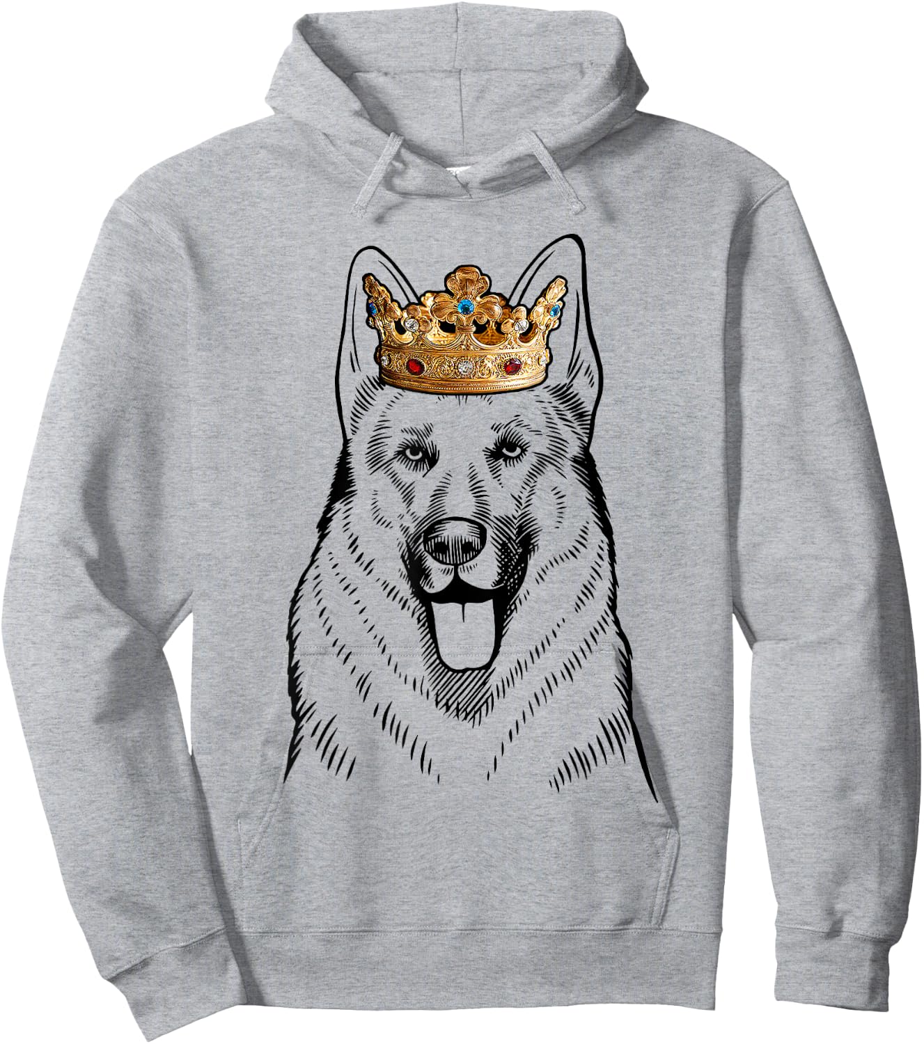 German Shepherd Dog Wearing Crown Hoodie - Hoodie | Ash