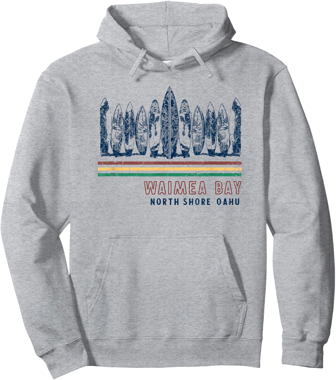 Hawaii North Shore Oahu Waimea Bay Retro Surfing Hoodie - Hoodie | Ash