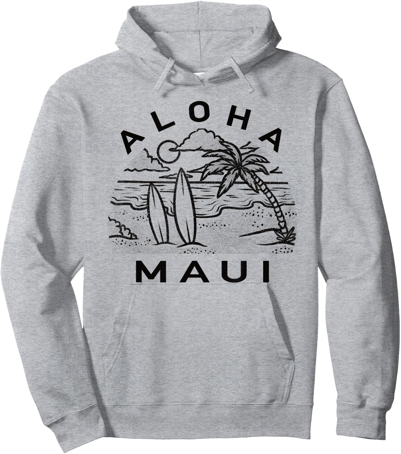 Aloha Maui Hawaii Hawaiian Island Palm Tree Surfboard Beach Men Women Kids Hoodie - Hoodie | Ash