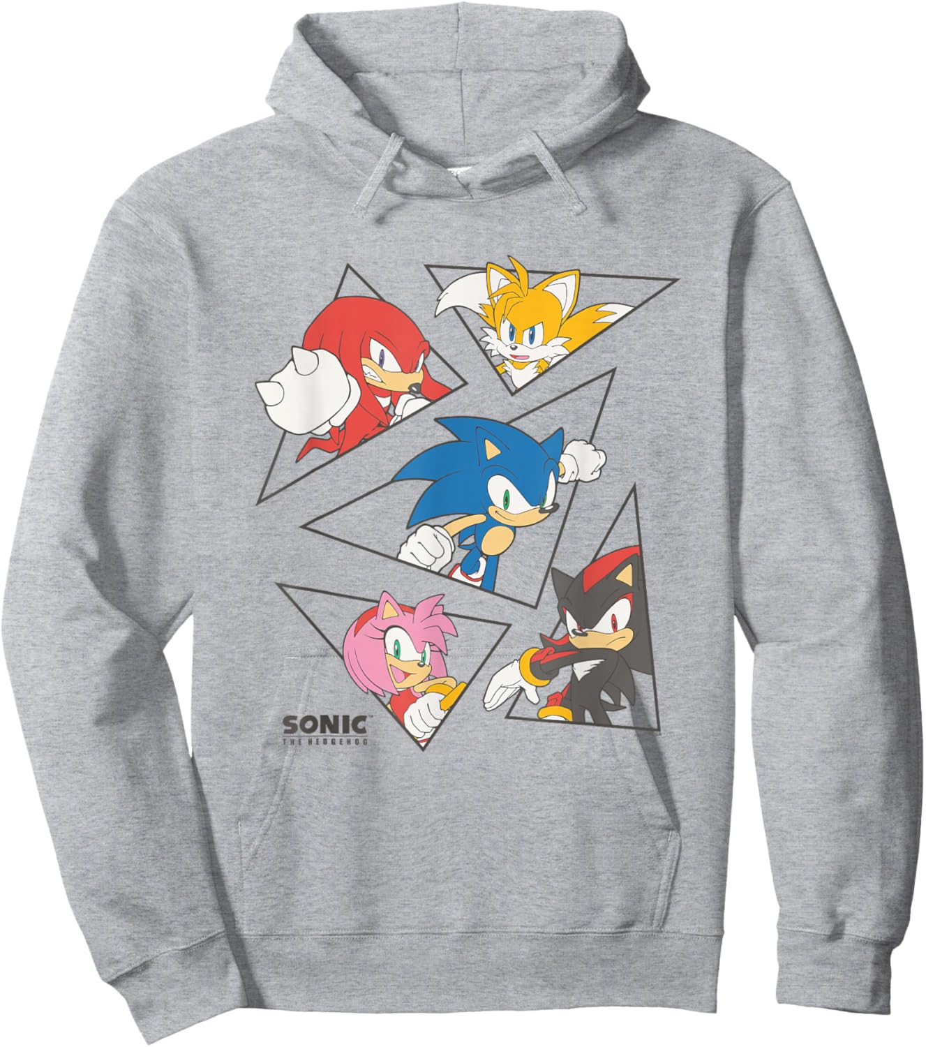 Sonic The Hedgehog Main Characters Triangle Portraits Retro Hoodie - Hoodie | Ash