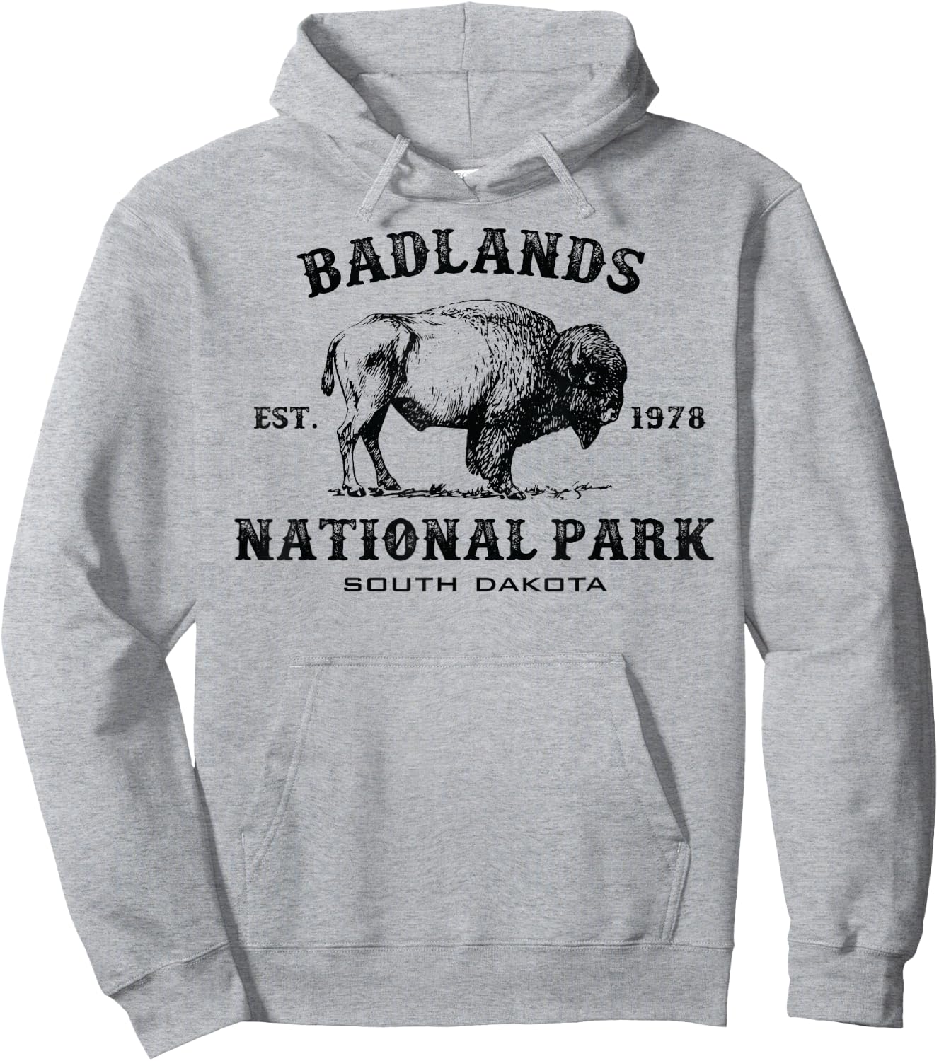 Badlands National Park South Dakota American Bison Souvenir Hoodie - Hoodie | Ash