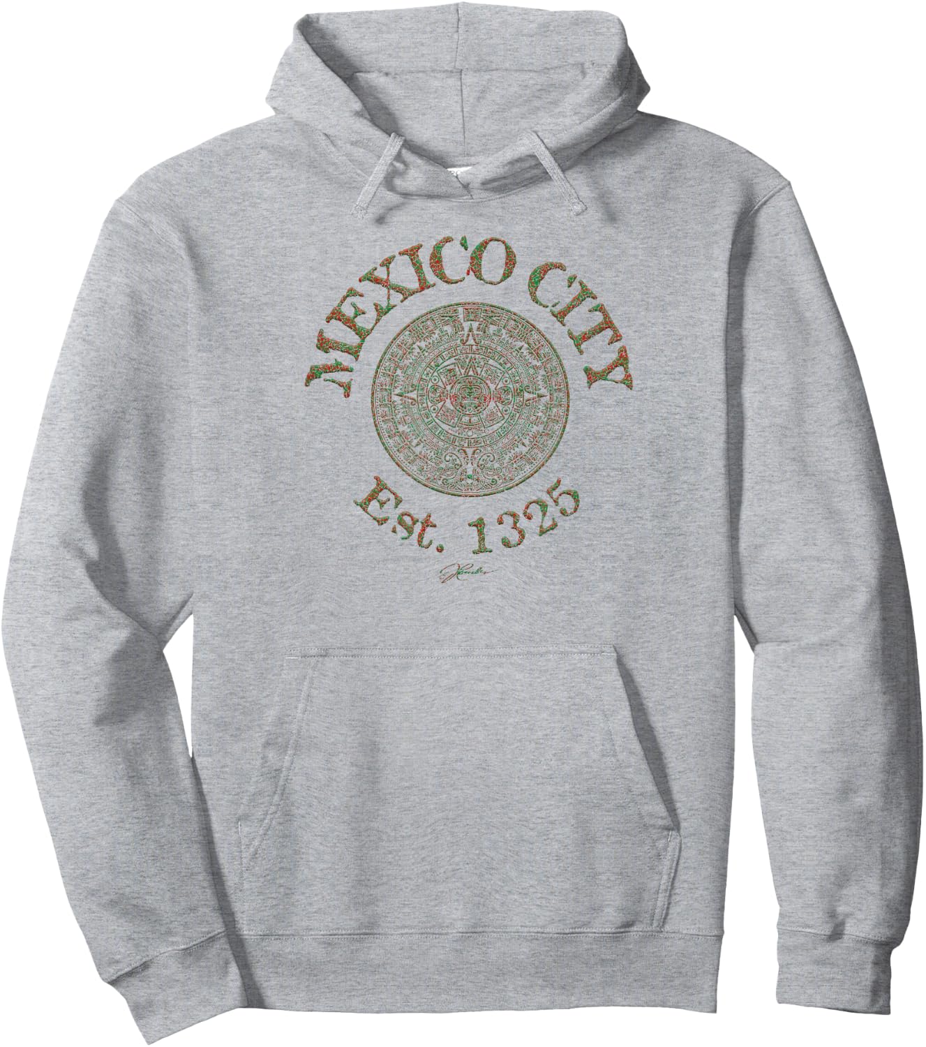 JCombs: Mexico City, Est. 1325, with Aztec Calendar Hoodie - Hoodie | Ash