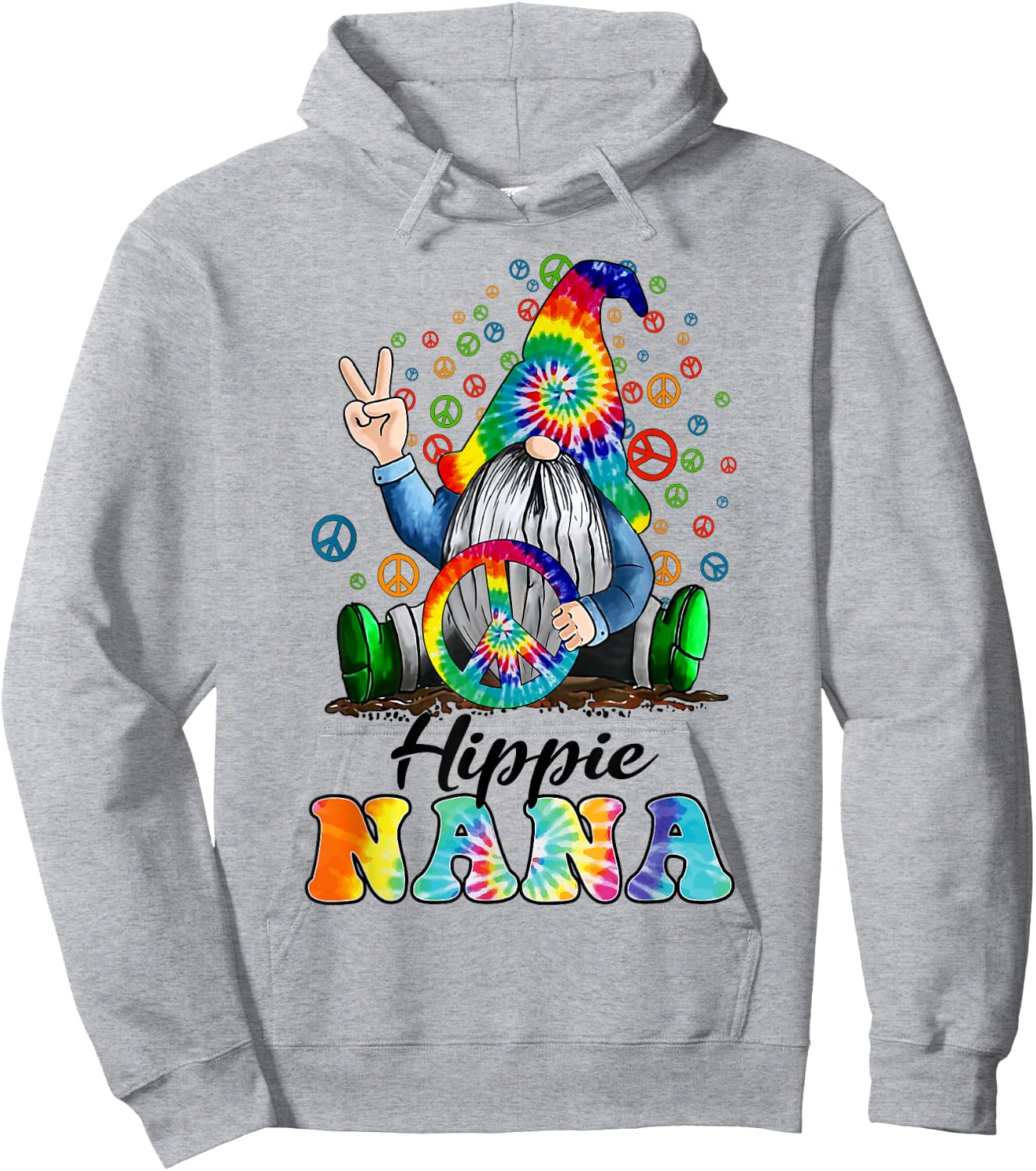 Hippie Nana Gnome Colorful Gnome Mother's Day Gift Hoodie - Hoodie | Ash